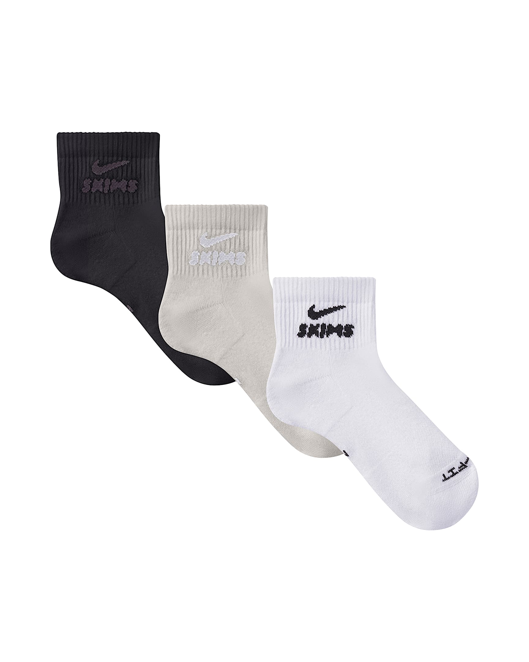 NikeSKIMS Dri-FIT 女子速干运动短袜（3 双） - 多色/NSKM Snow/麻灰