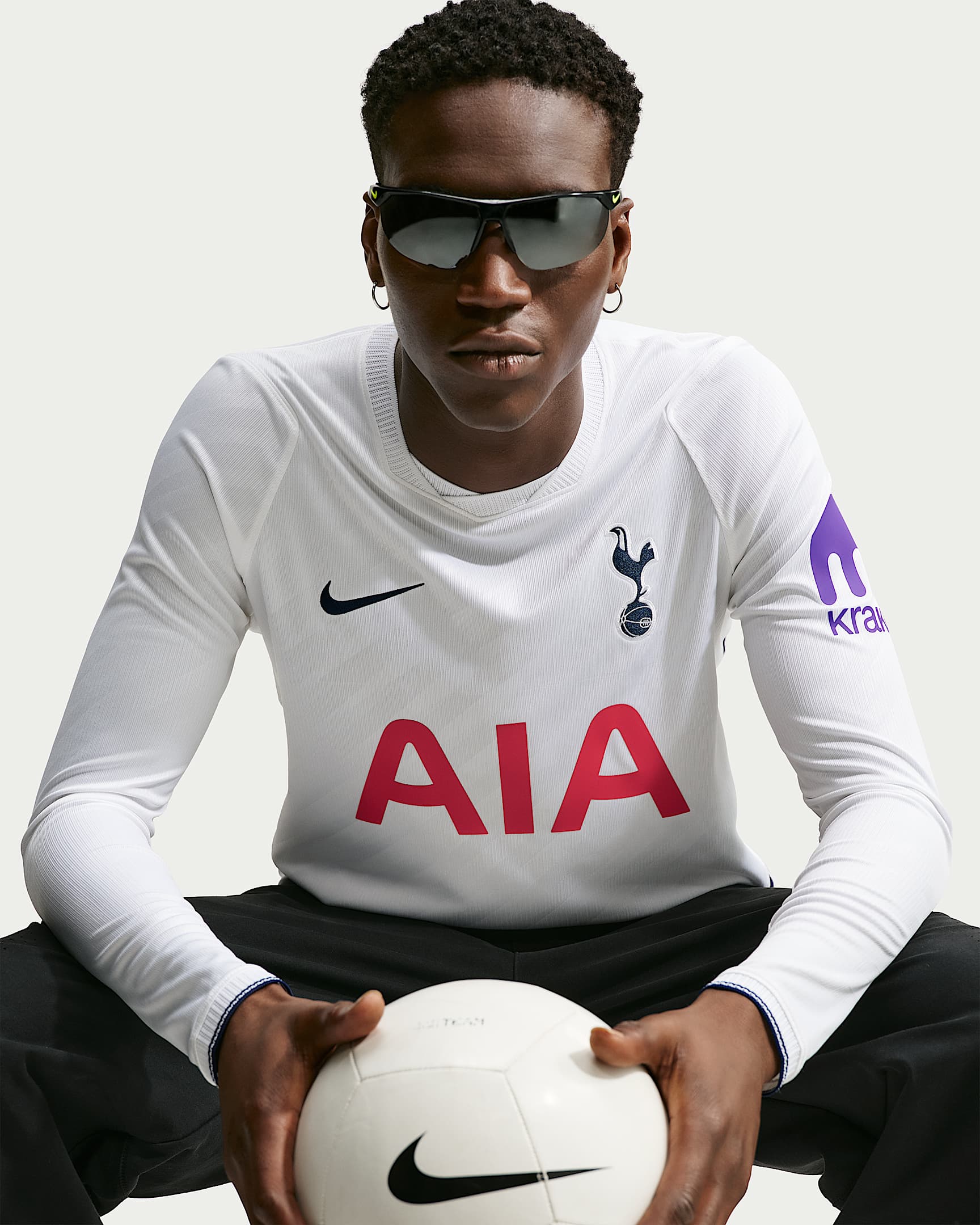 2026/27 赛季托特纳姆热刺主场球迷版 Nike Dri-FIT 速干科技男子足球长袖球衣 - 白色/二元蓝/二元蓝