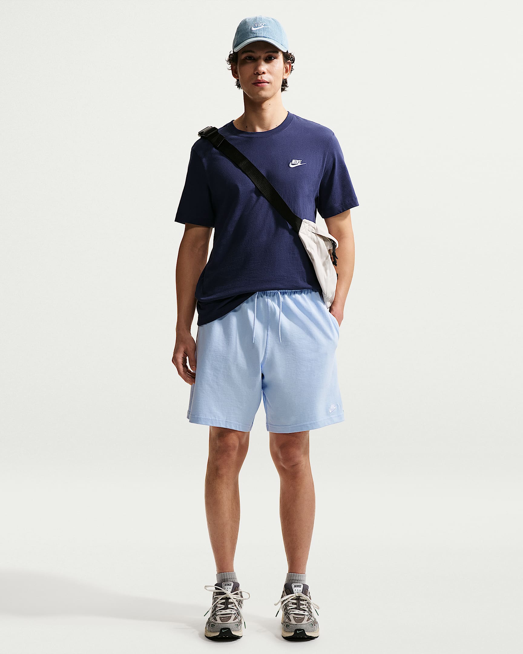 Nike Club 男子针织短裤 - 氢蓝/白色