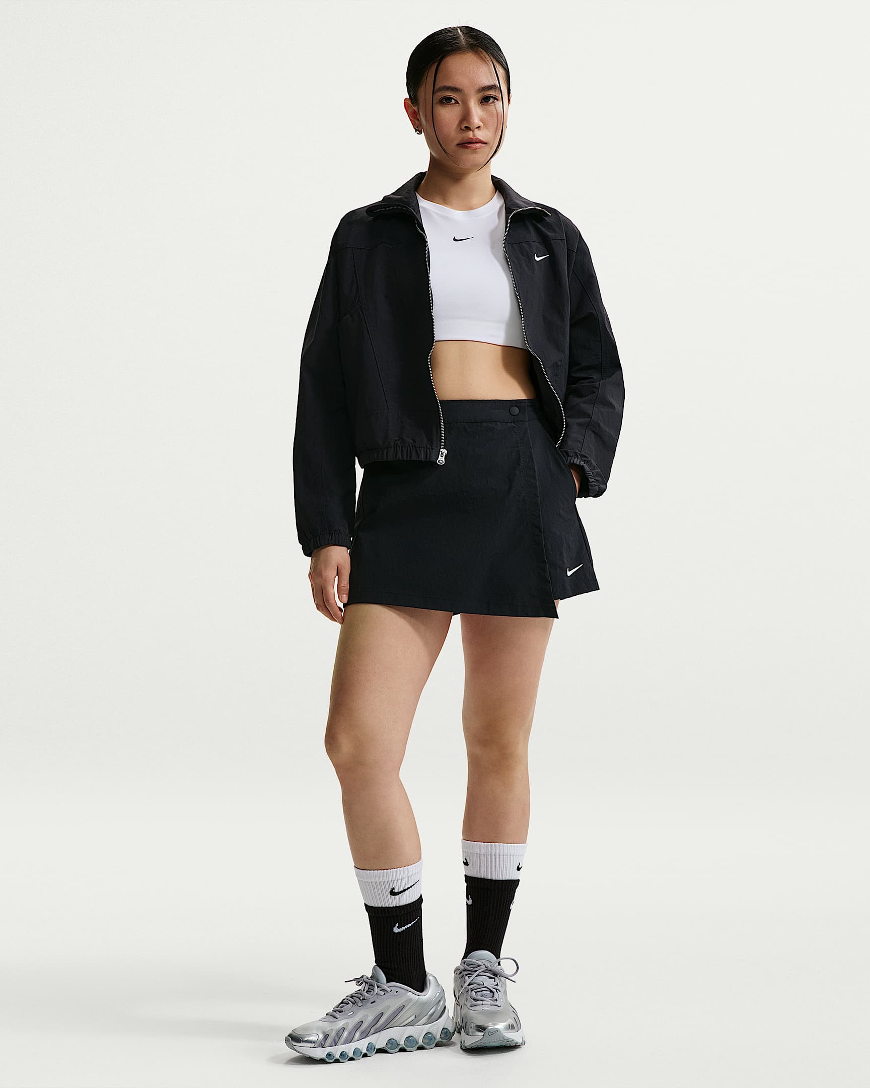 Nike Sportswear 女子中腰裤裙 - 黑/帆白