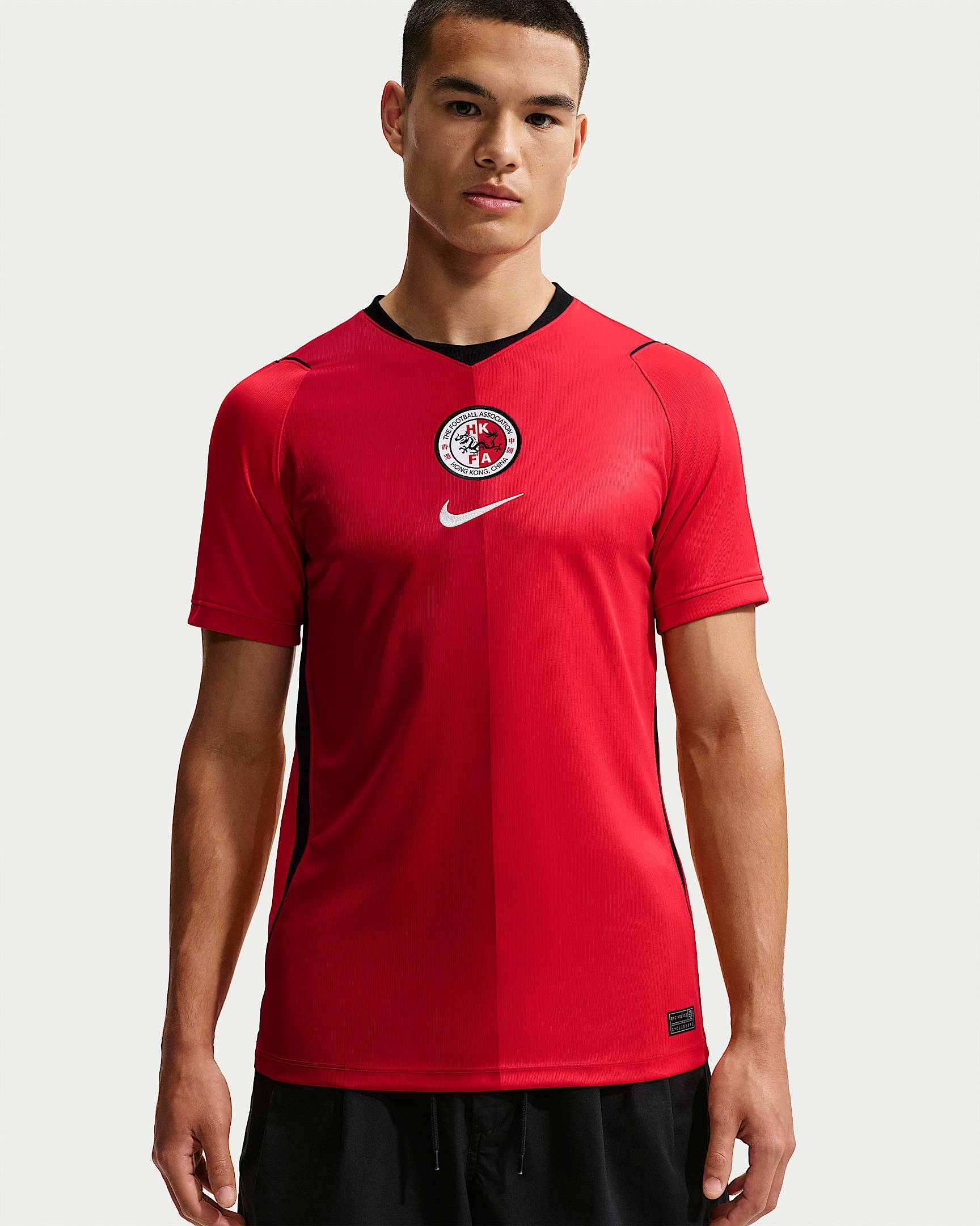 中国香港主场球迷版 Nike Dri-FIT 男子速干短袖足球球衣 - 大学红/健身红/黑/白色