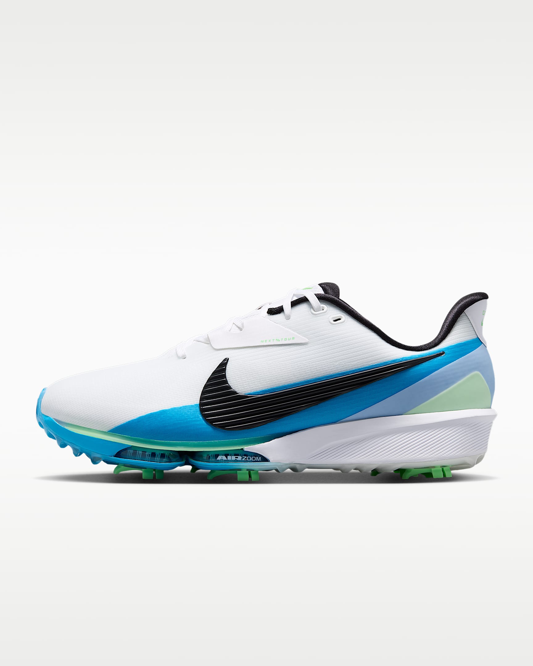 Nike NEXT% Tour 3 男/女高尔夫球鞋(宽版) - 白色/山峰白/浅电流蓝/黑