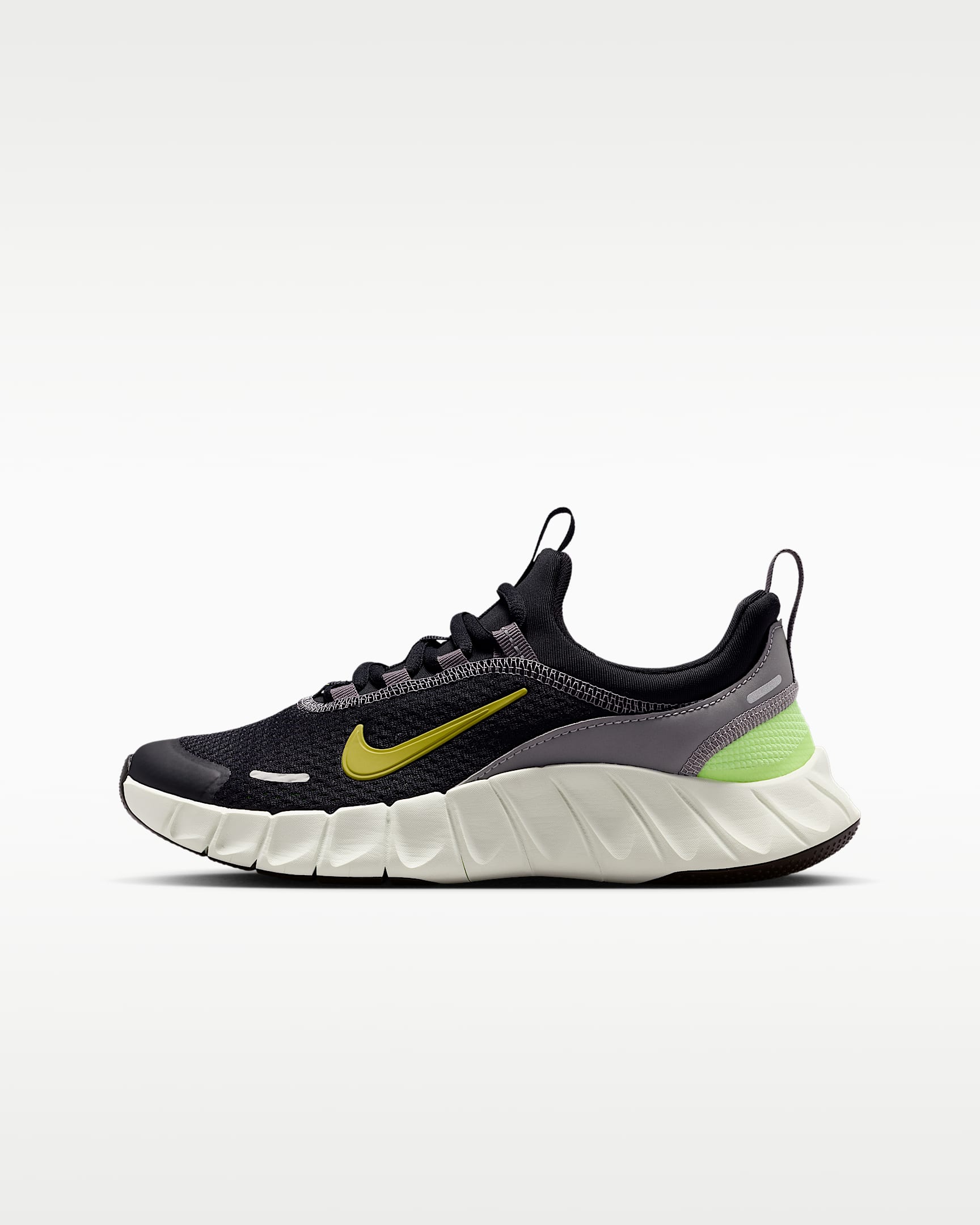 Nike Free Ride 大童跑步鞋 - 黑/笔尖灰黑色/荧光冰黄/石英藏红花色