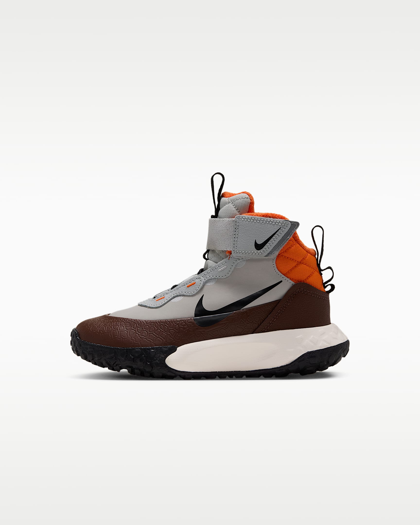 Nike Terrascout 耐克小探索家幼童反光装饰运动鞋 - 雾灰/安全橙/浅巧克力色/黑