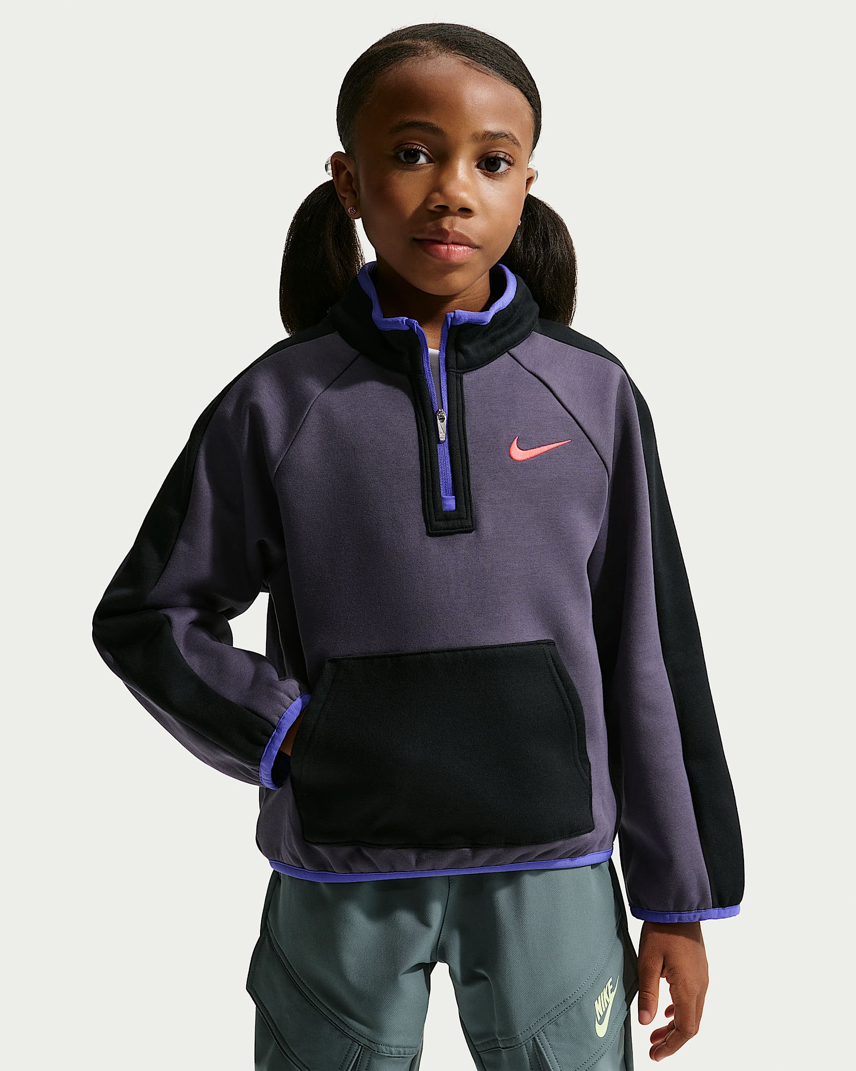Nike Little Creators 幼童半长拉链开襟加绒上衣 - 乌紫
