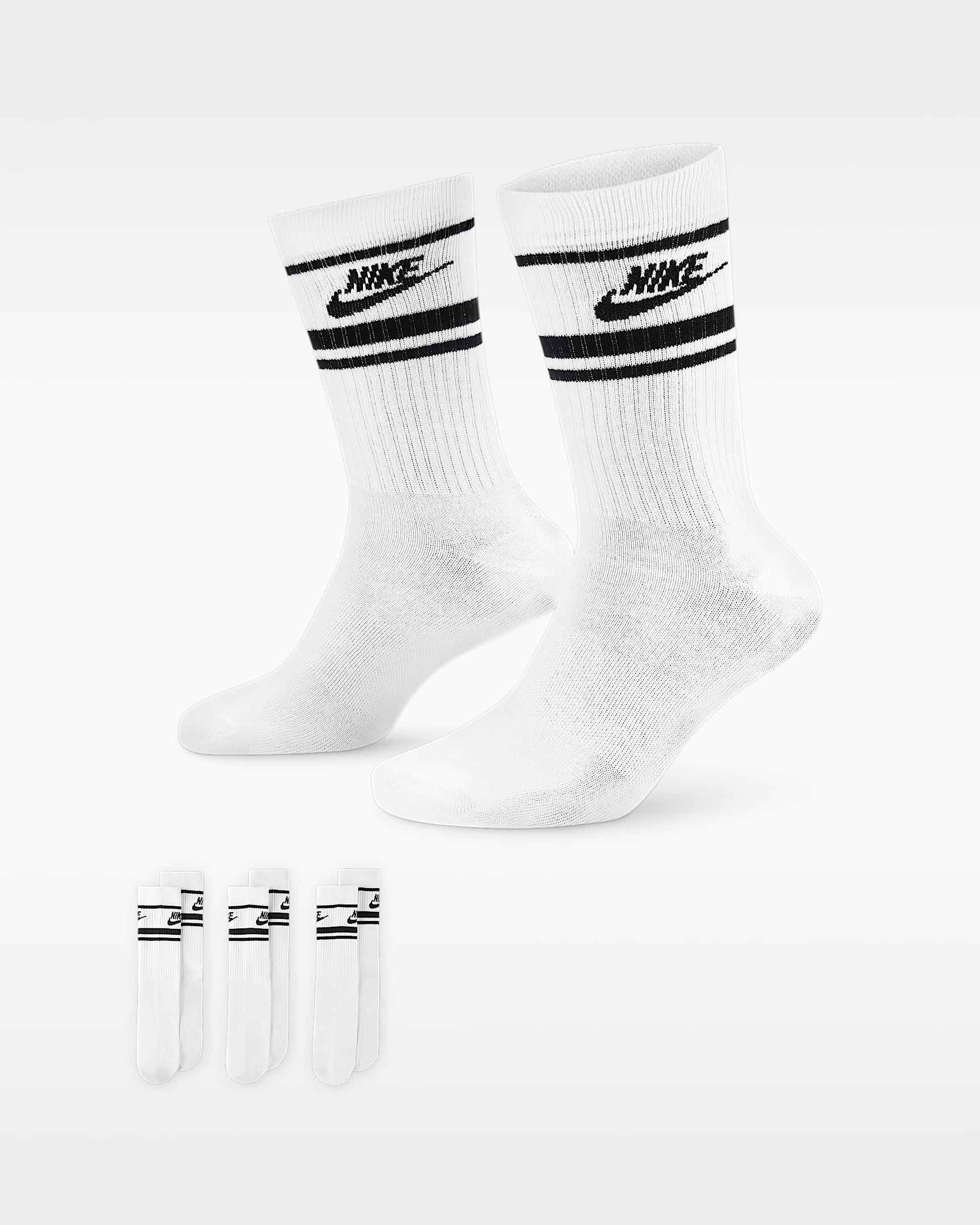 Nike Sportswear Dri-FIT Everyday Essential 速干中筒运动袜（3 双） - 白色/黑/黑