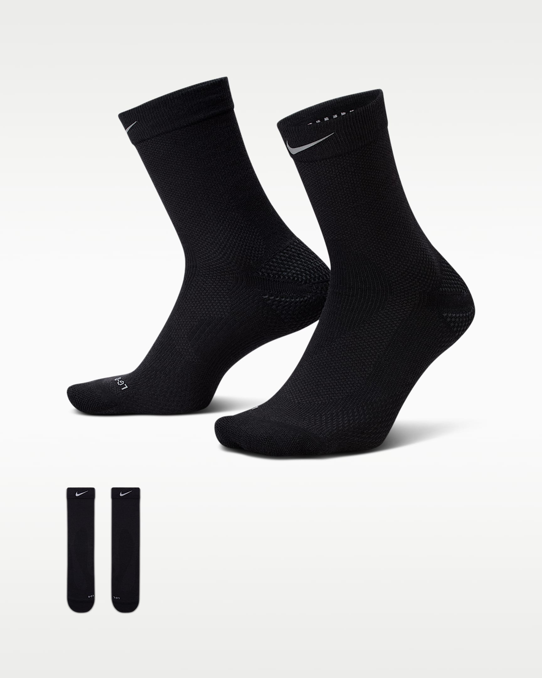 Nike Running Lightweight 中筒运动袜（1 双） - 黑/暗烟灰/暗烟灰