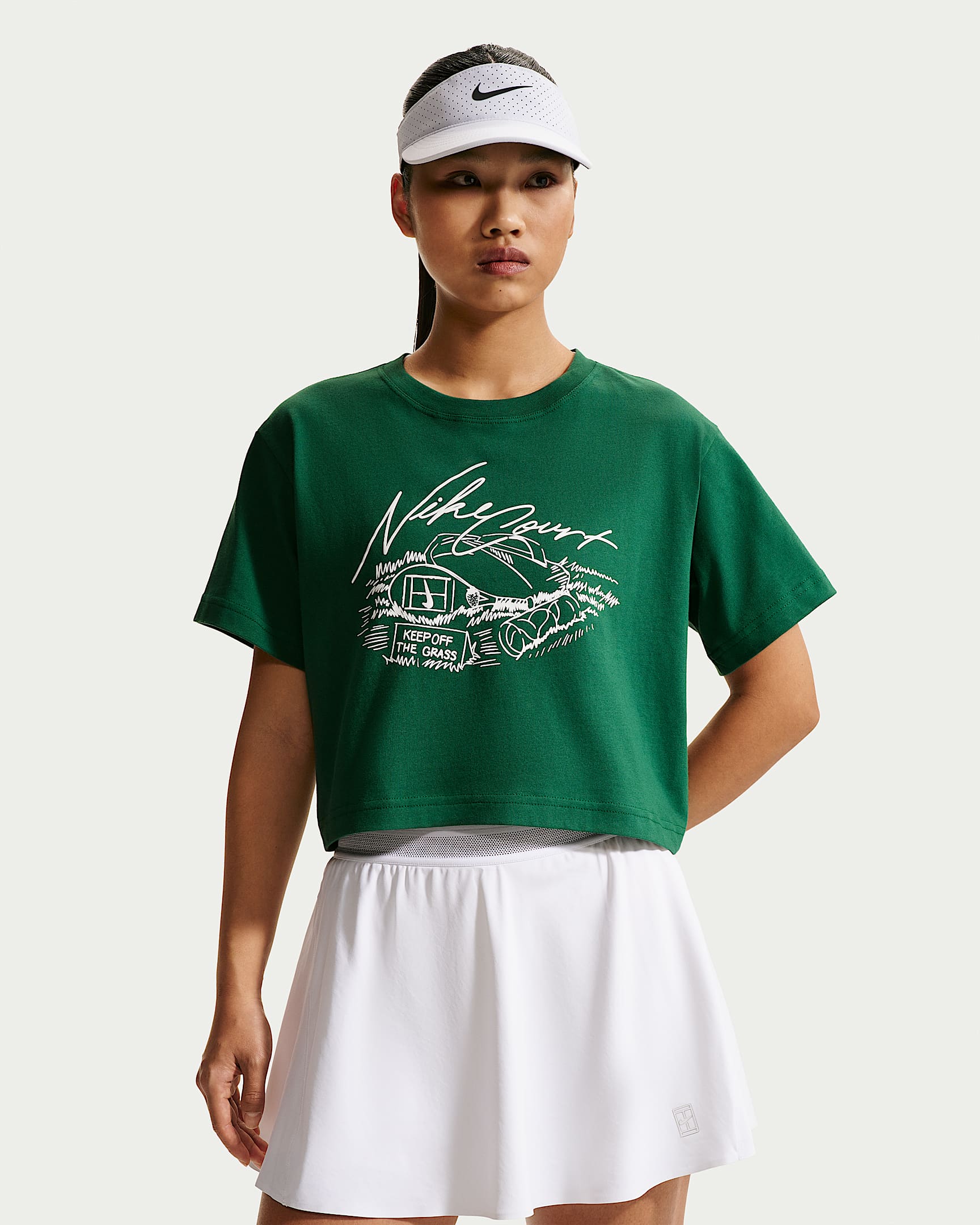 Nike 女子短款网球T恤 - 峡谷绿