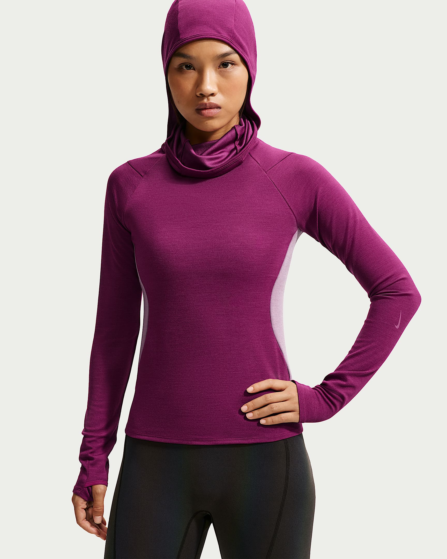 NikeLab | Running 女子羊毛混纺中间层上衣 - 正浆果红/尘紫/正浆果红