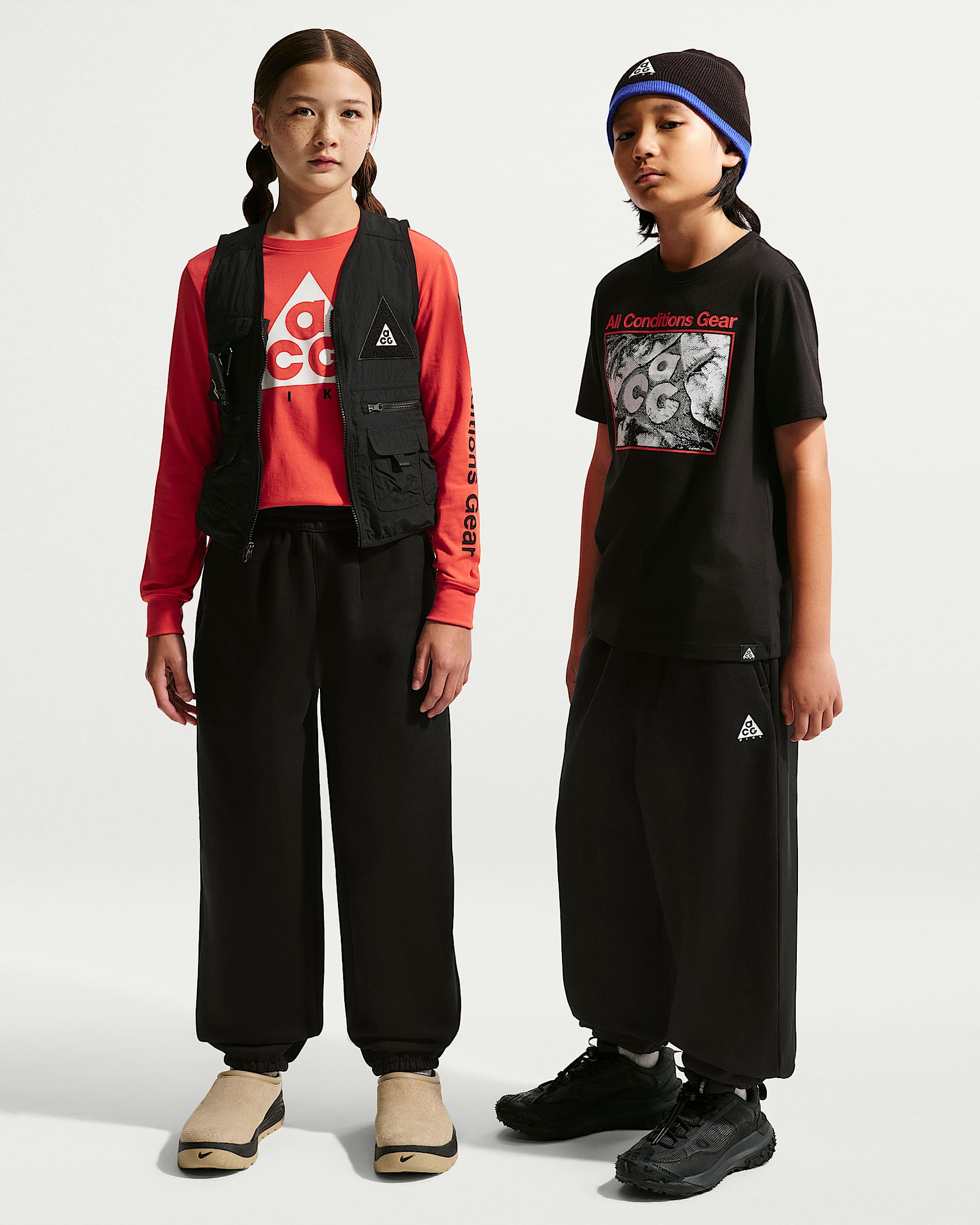 Nike ACG 大童 Oversize 风加绒长裤 - 黑