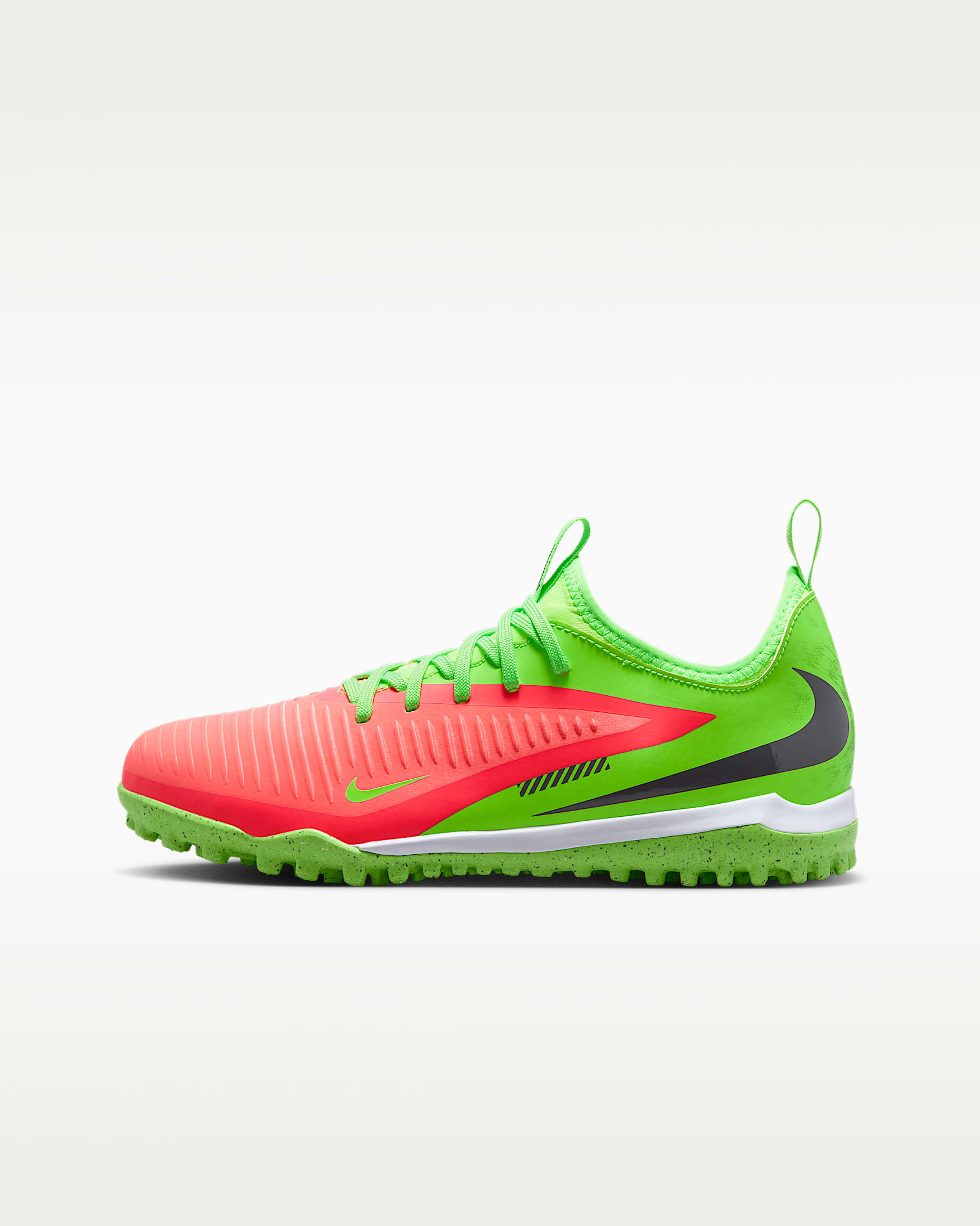 Nike Jr. Phantom 6 Low Academy "Erling Haaland" 哈兰德耐克暗煞系列大童 TF 人造场地低帮足球鞋 - 潘趣红/冲击绿/黑