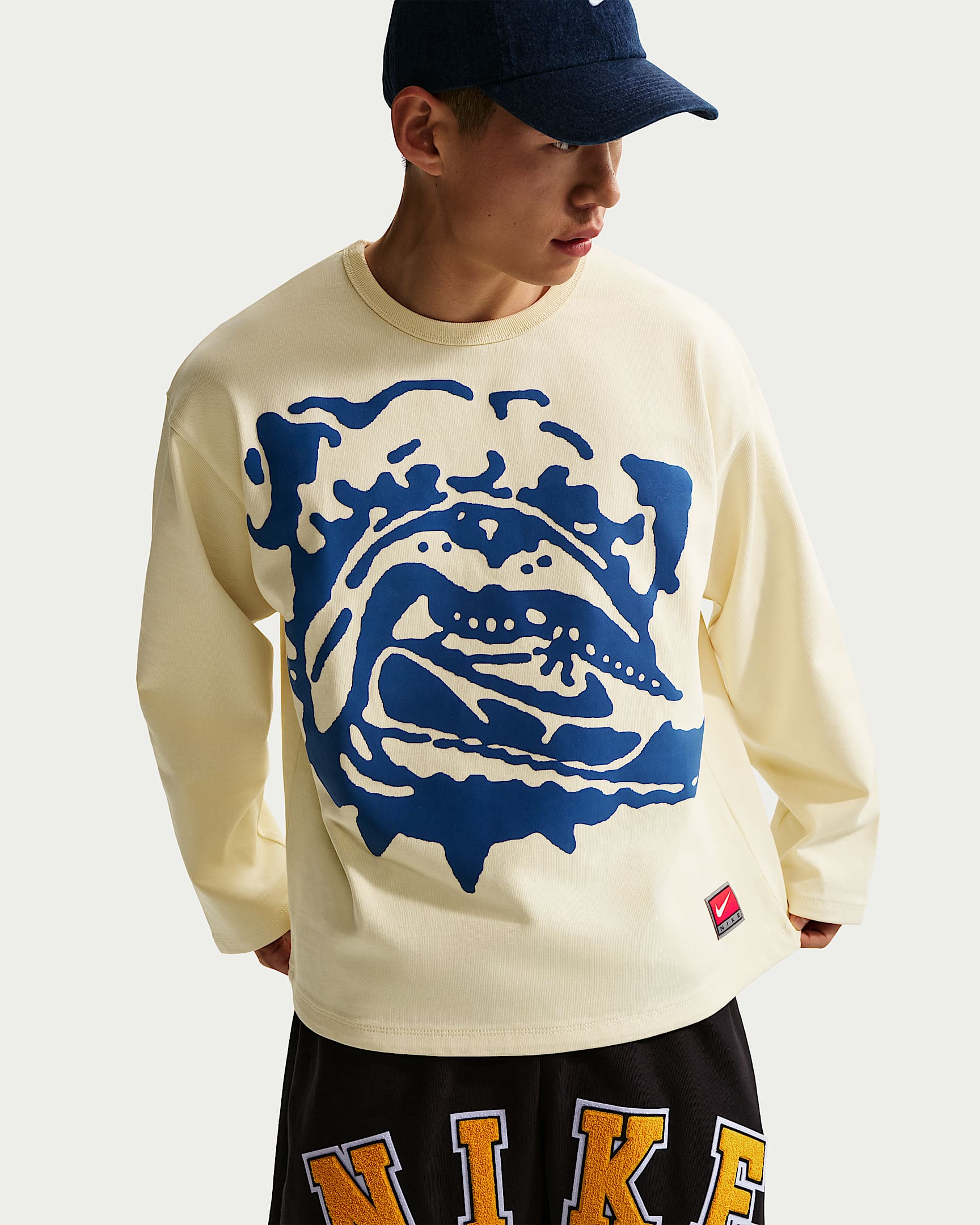 Nike Life 男子圆领上衣 - 椰奶色/游戏宝蓝