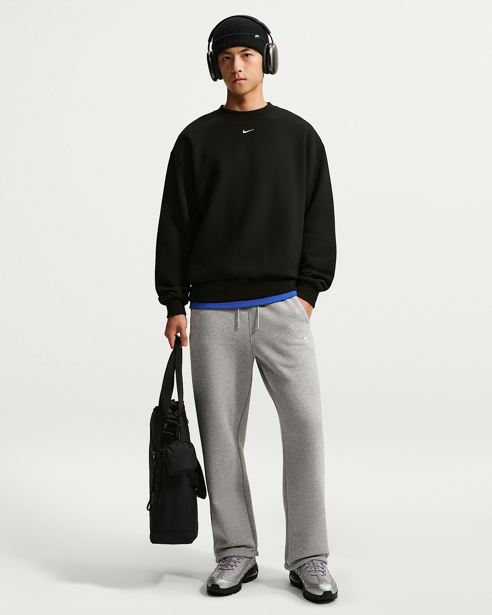 Nike Solo Fleece 男子宽松加绒长裤 - 调色暗灰/帆白