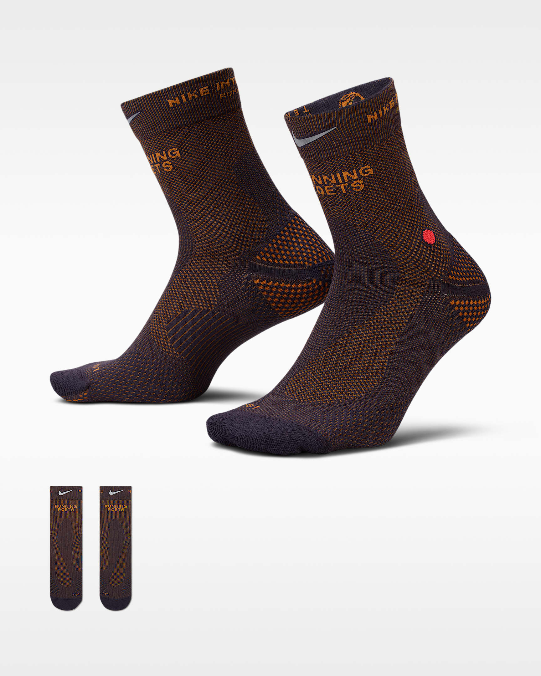 Nike Running Lightweight Micro Crew 速干运动短袜(1 双) - 黑紫/君王/亮深红