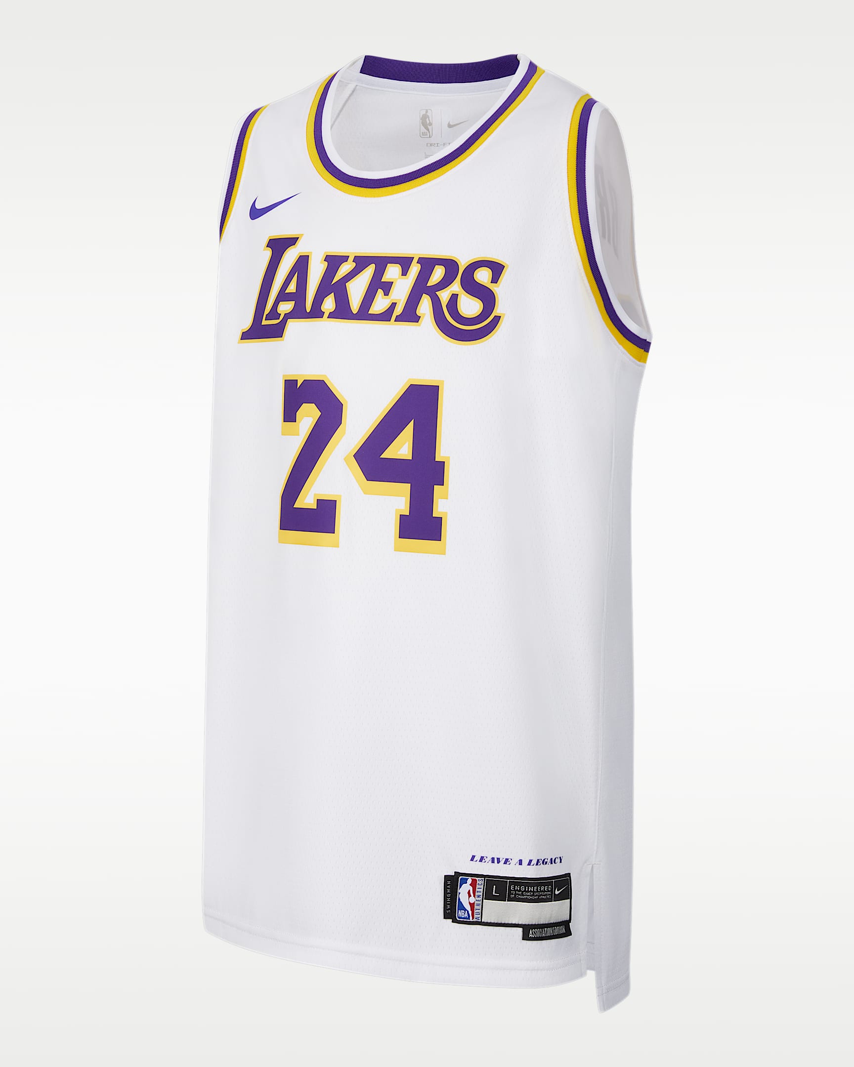 洛杉矶湖人队 Association Edition Nike NBA Swingman Jersey 大童（男孩）速干球衣 - 白色