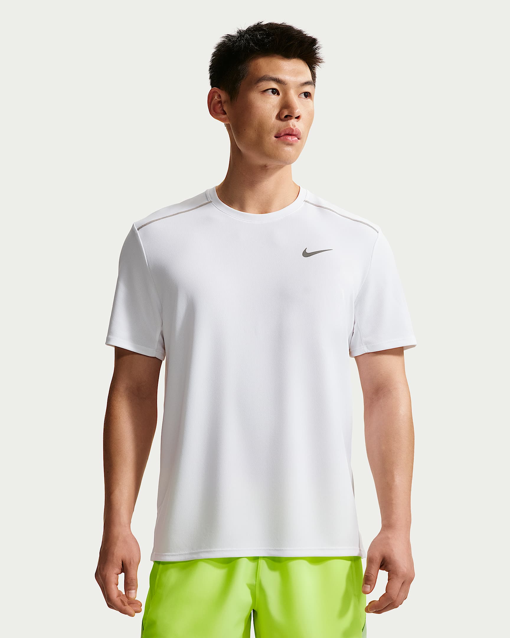 Nike Miler Dri-FIT 男子防晒速干短袖跑步上衣 - 白色/白色
