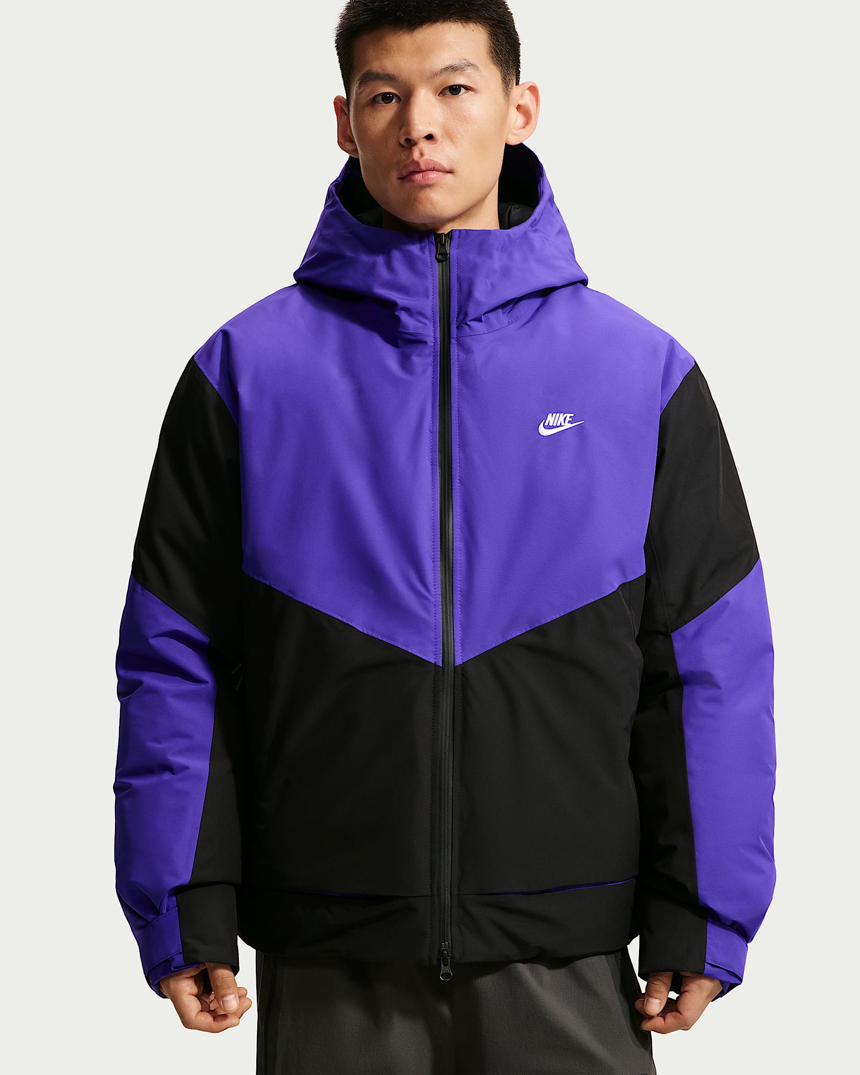 Nike Windrunner PrimaLoft® Storm-FIT ADV 风雨科技男子防风防水夹克冲锋衣棉服 - 暗紫/黑/黑/白色