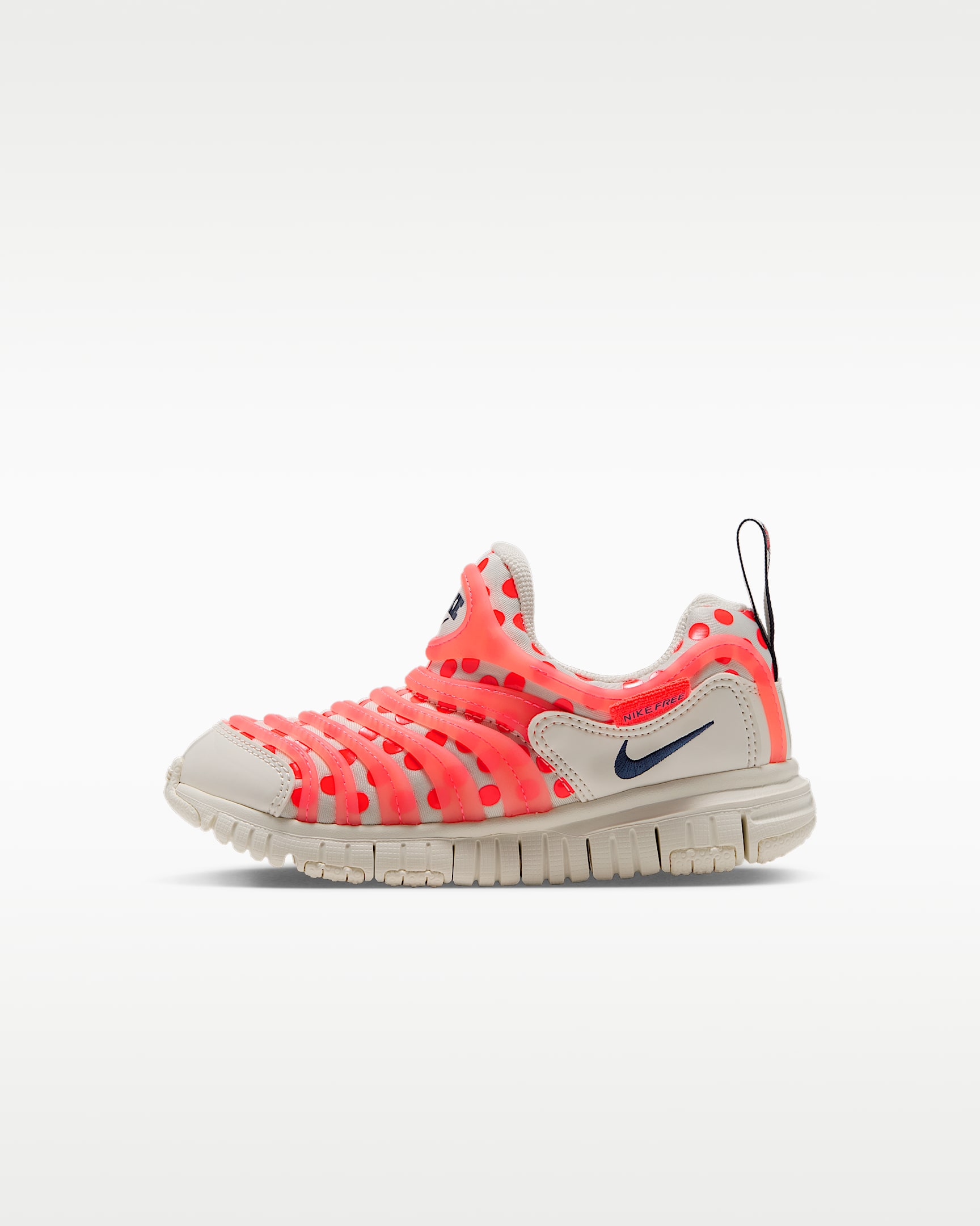 Nike Dynamo Free 耐克毛毛虫幼童运动鞋 - 淡象牙白/火山岩红/浅铁矿石灰/闪电蓝