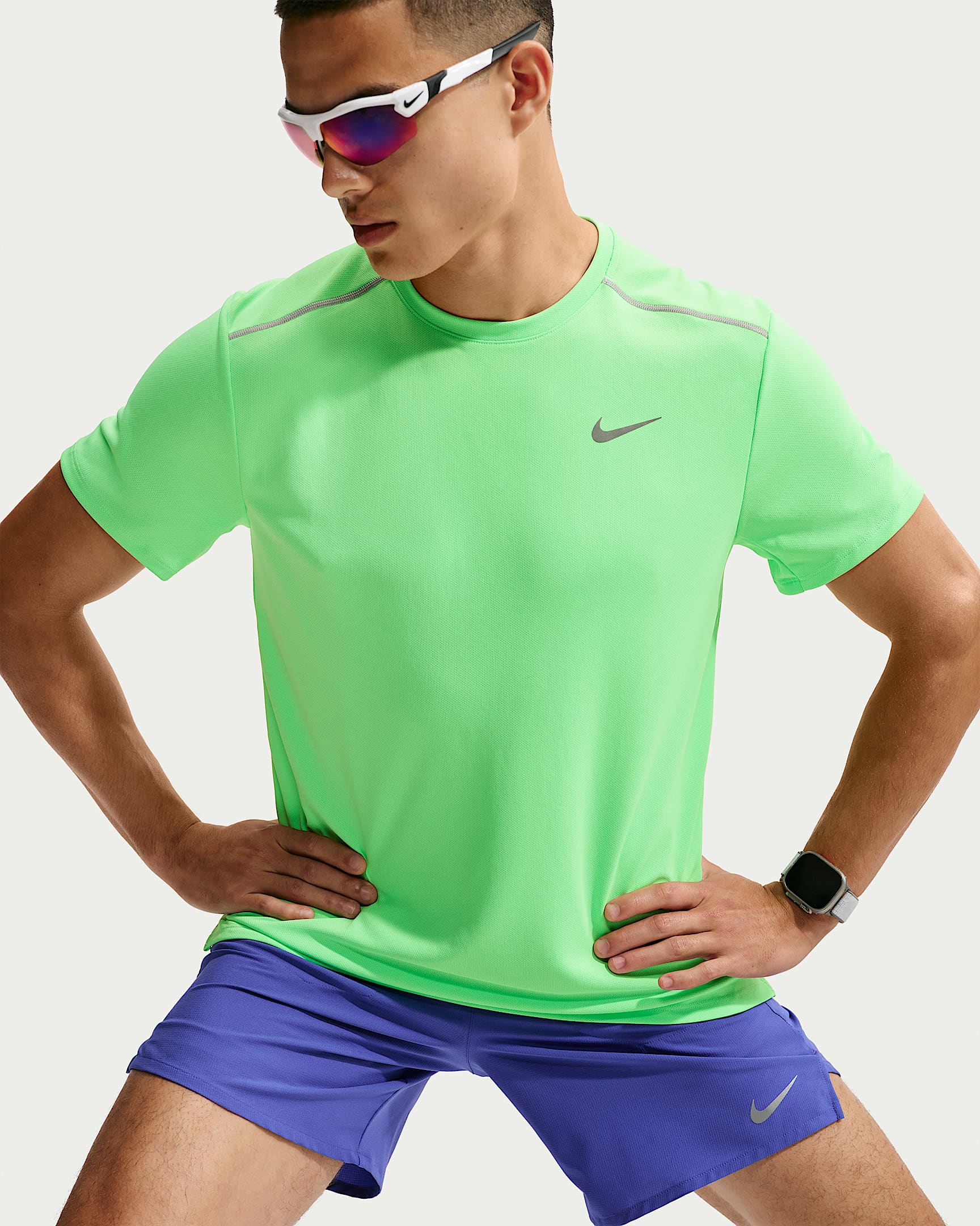 Nike Miler Dri-FIT 男子防晒速干短袖跑步上衣 - 梦幻绿/静谧黄瓜绿
