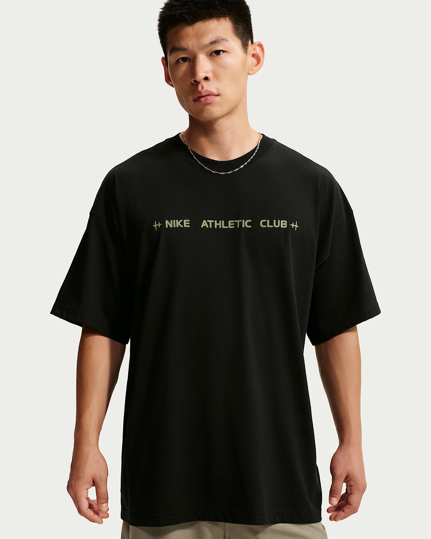 Nike N.A.C. 男子 Oversize 风短袖T恤 - 黑/灰橄榄绿色