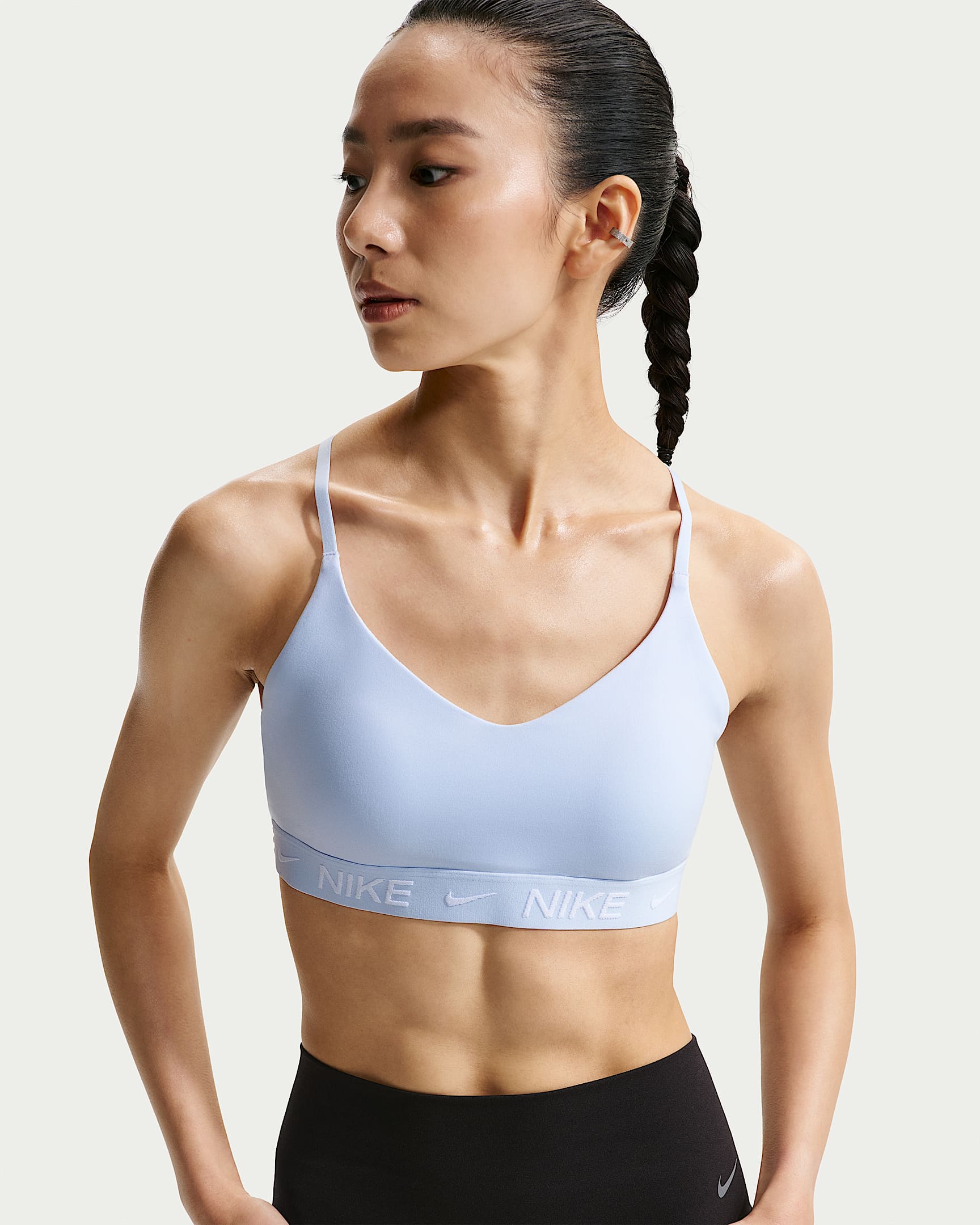 Nike Indy 女子可调节低强度支撑速干衬垫运动内衣 - 氢蓝