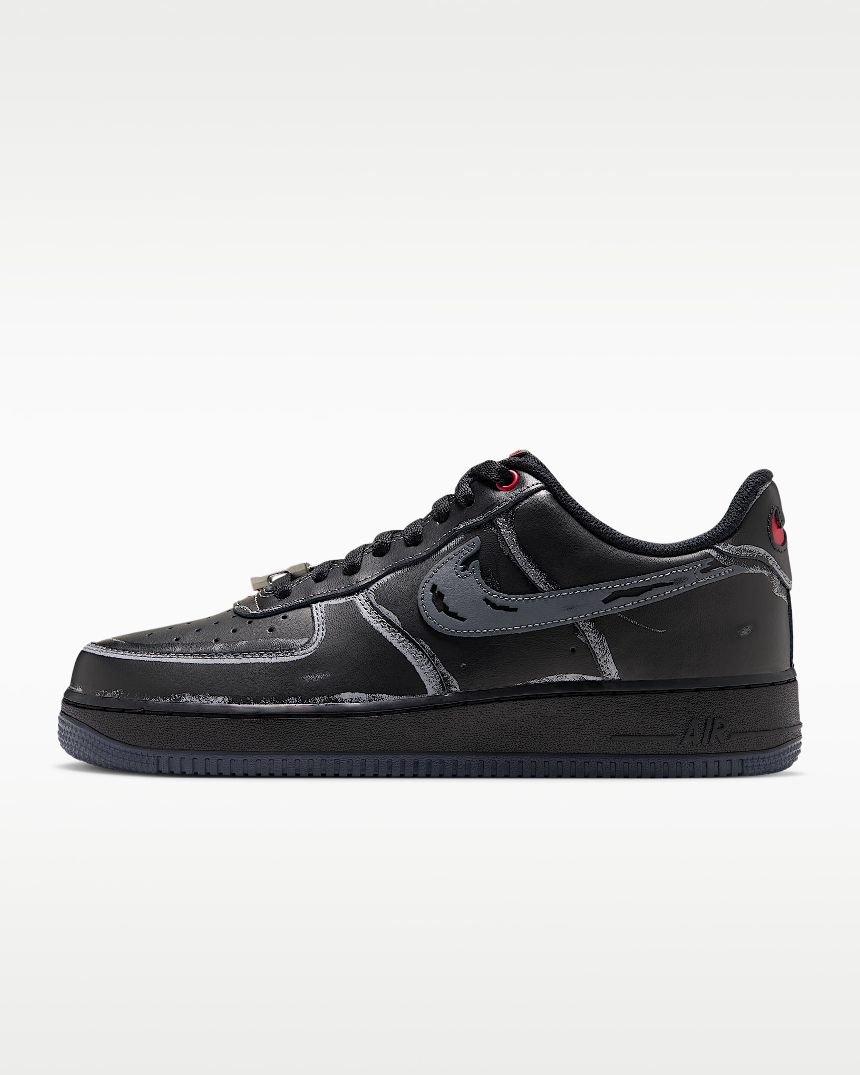 Nike Air Force 1 '07 男子空军一号运动鞋 - 黑/健身红/金属银/隐形灰