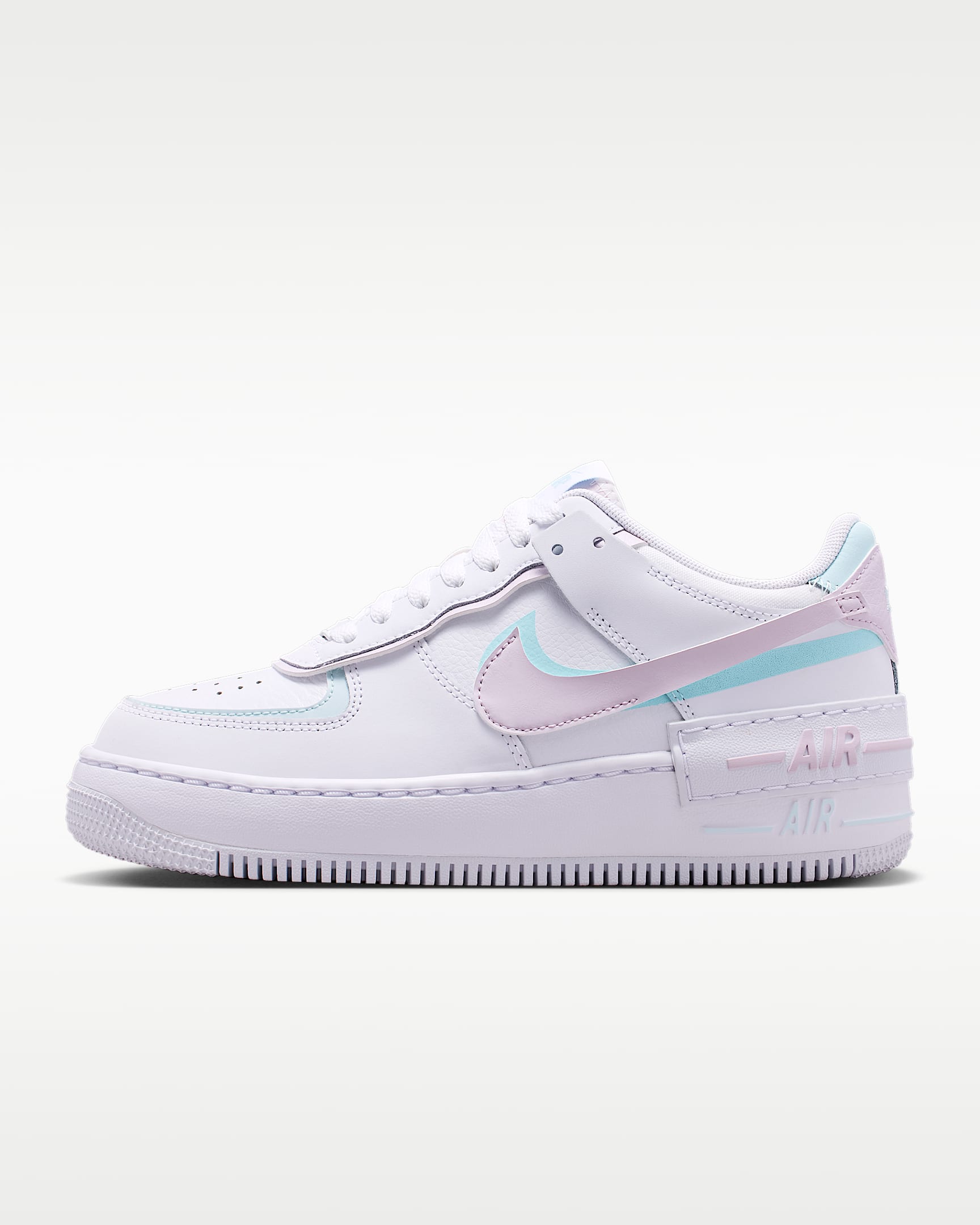 Nike Air Force 1 Shadow 女子空军一号运动鞋 - 白色/浅紫丁香色/白色/冰川蓝