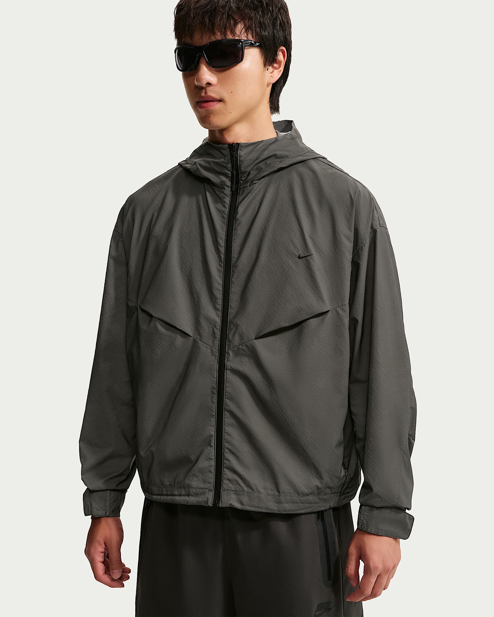 Nike Tech 男子宽松反光全长拉链开襟夹克 - 黑/黑