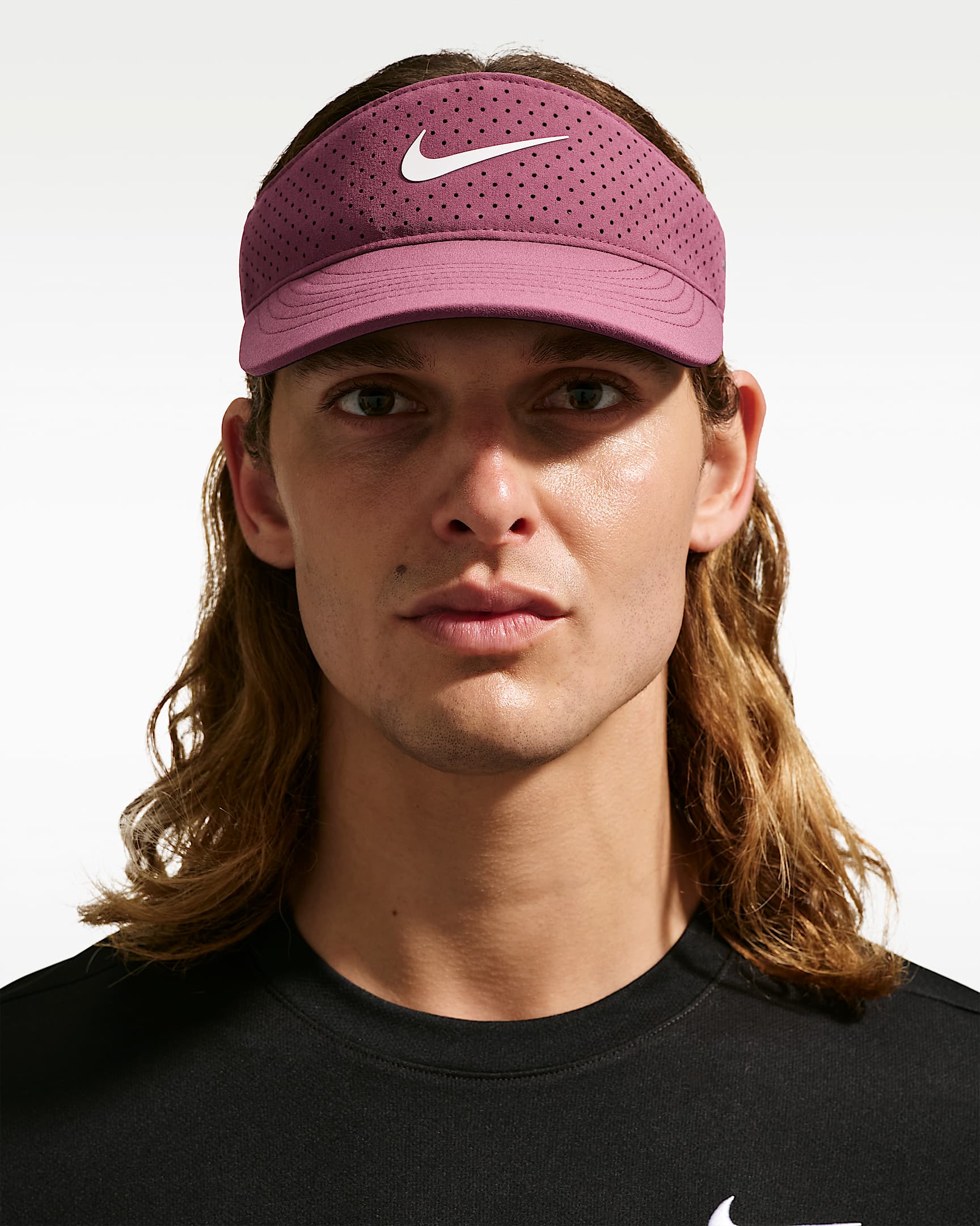 Nike Dri-FIT ADV Ace 米拉同款速干遮阳帽 - 烟灰粉/煤黑/白色