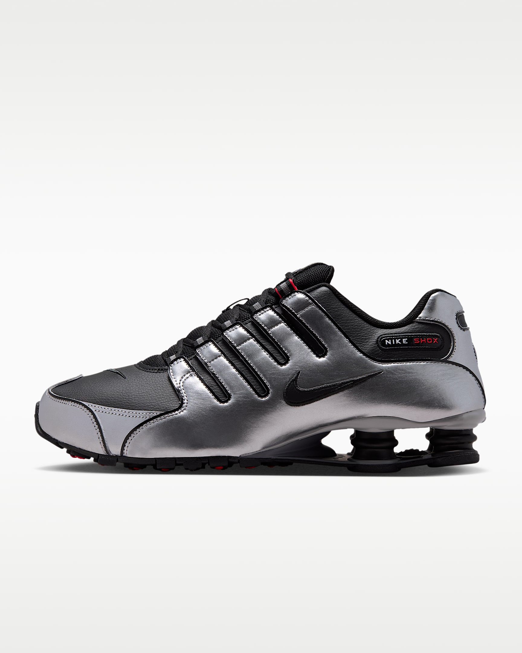 Nike Shox NZ 男子气柱运动鞋 - 黑/金属银/大学红/黑