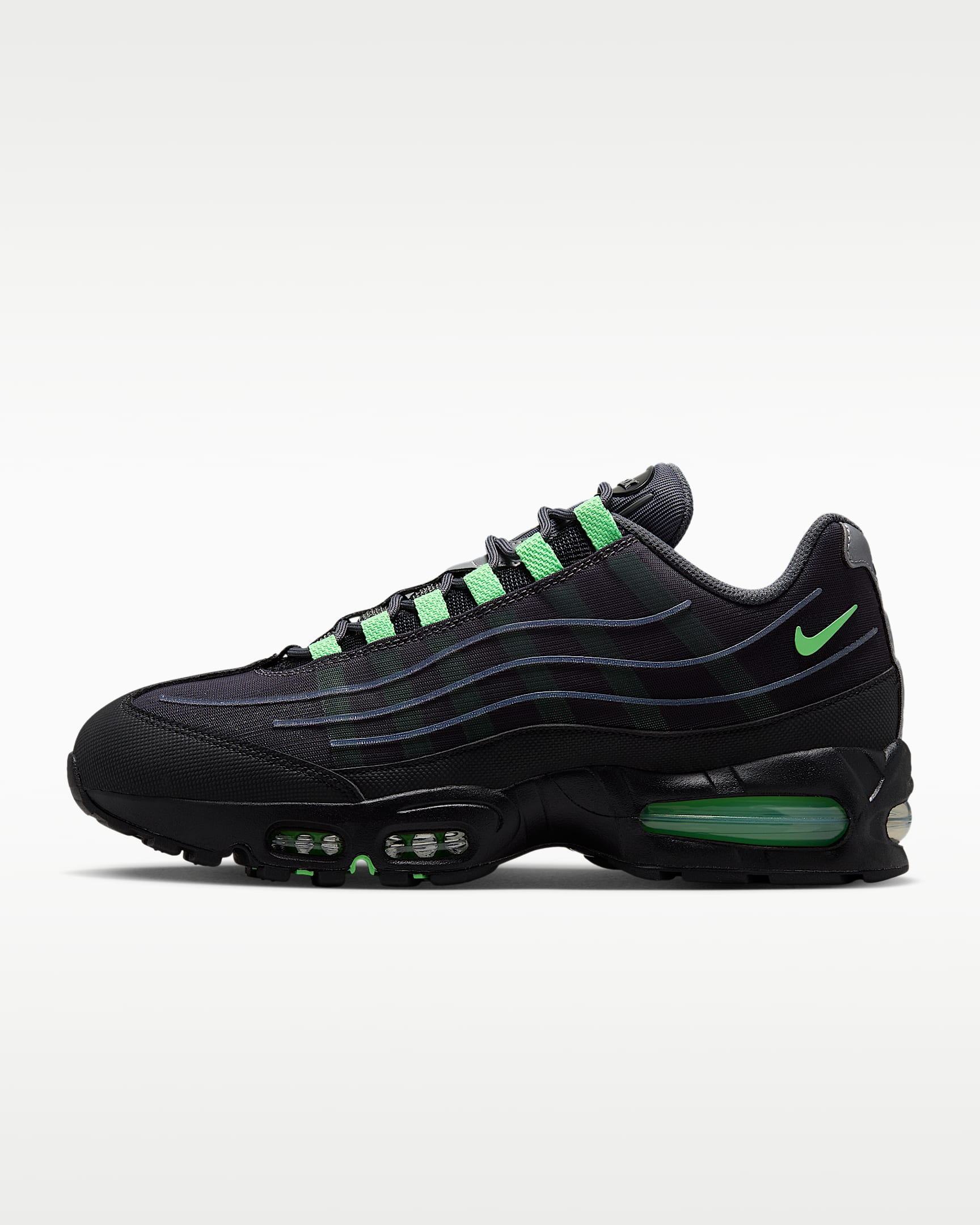 Nike Air Max 95 Big Bubble 男子运动鞋 - 铁灰/黑/金属银/梦幻绿