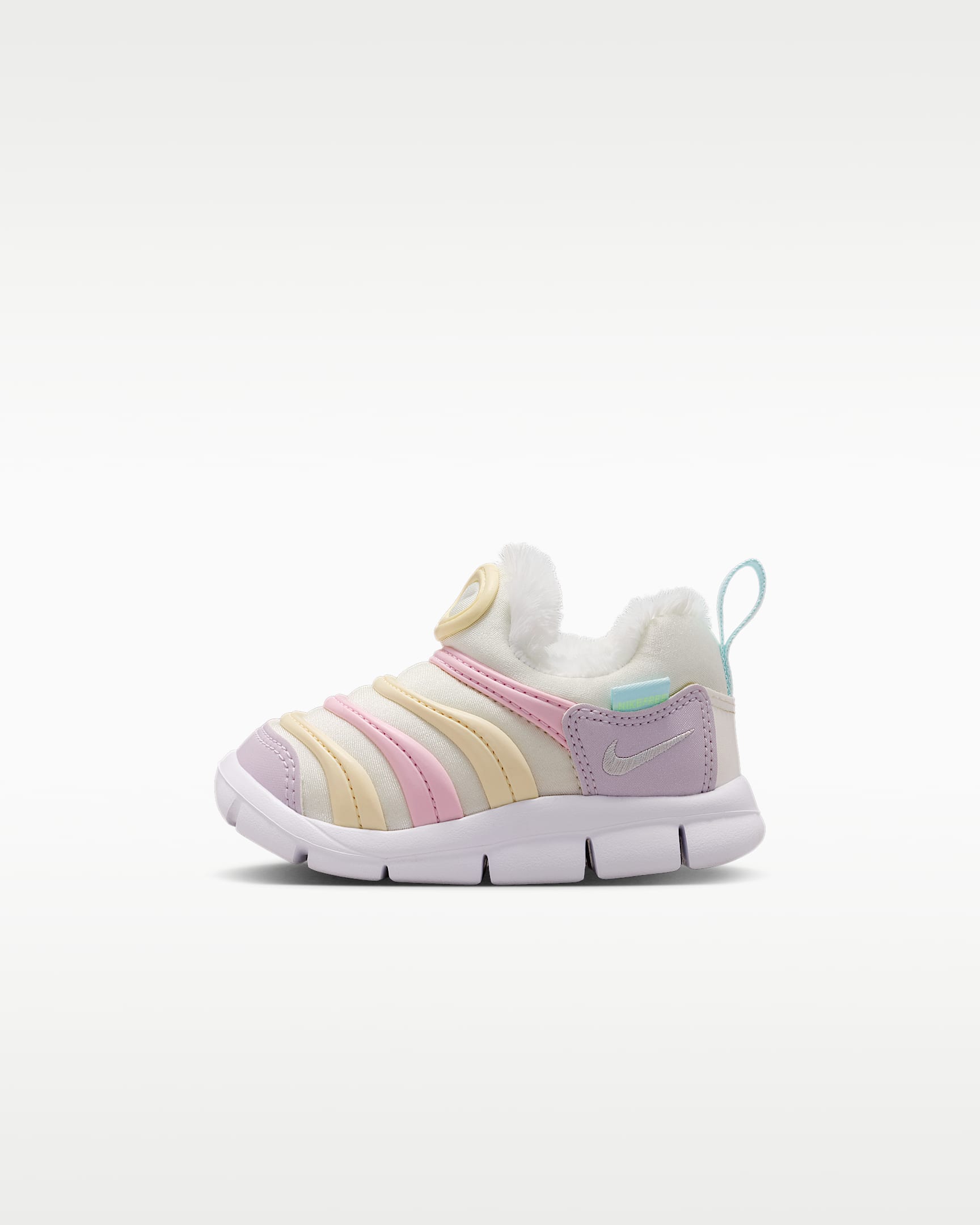 Nike Dynamo Free SE 耐克毛毛虫婴童毛绒运动鞋 - 帆白/白色/石膏色/金属银