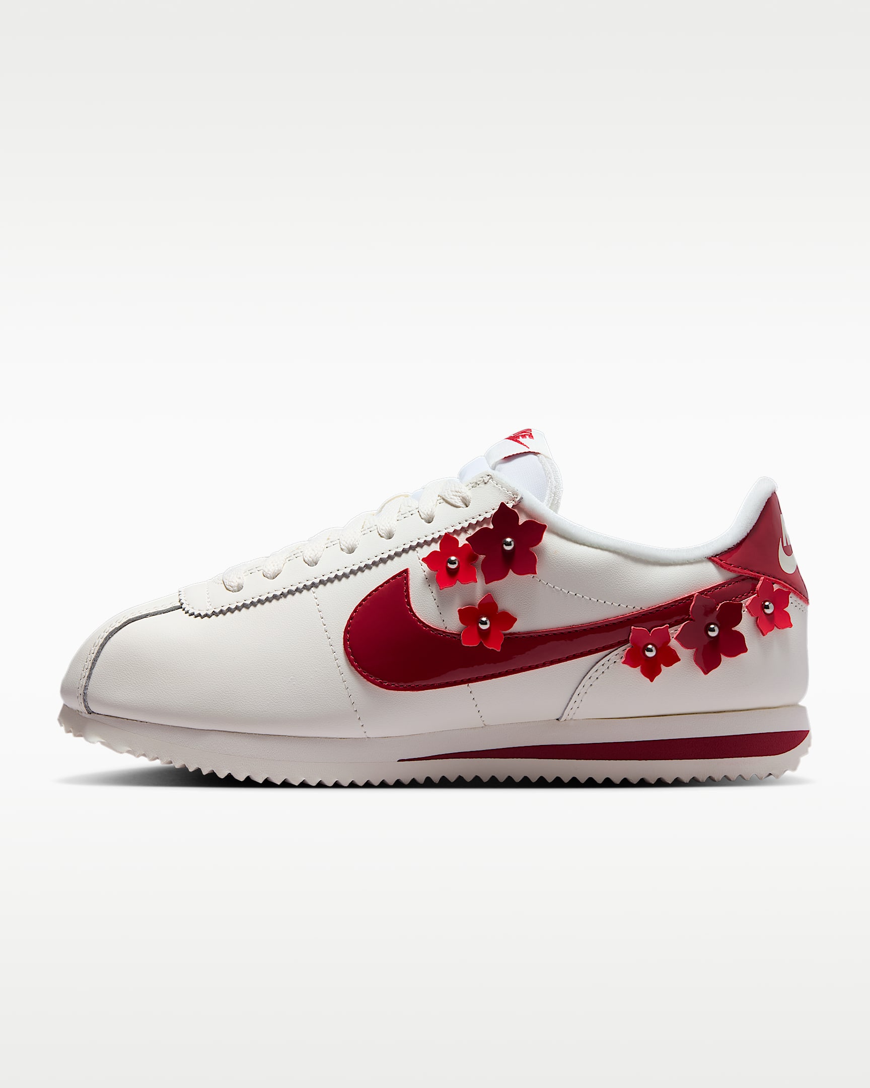 Nike Cortez Leather 女子运动鞋 - 帆白/帆白/大学红/深红