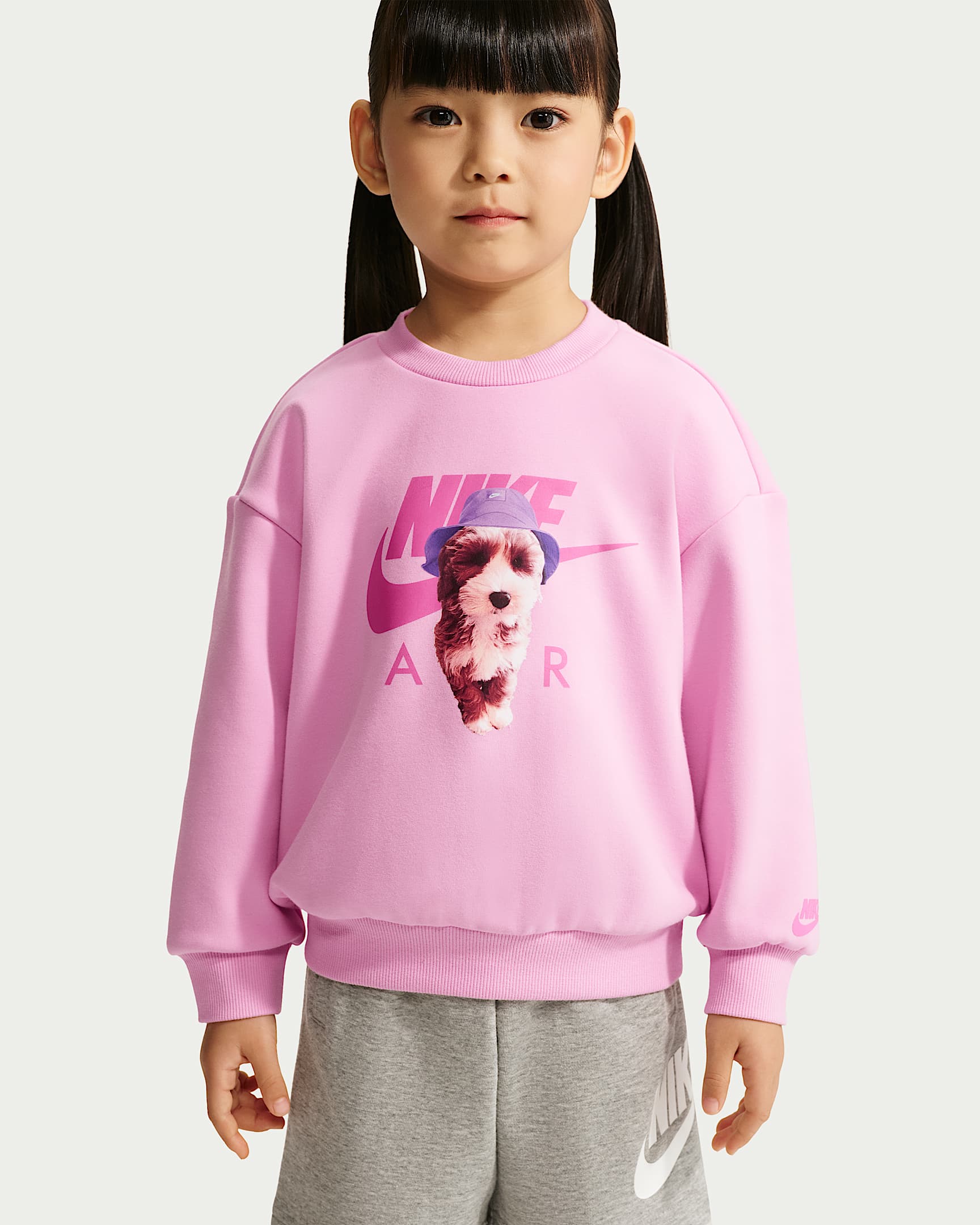 Nike Sun Pup 婴童印花加绒圆领上衣 - 上升粉