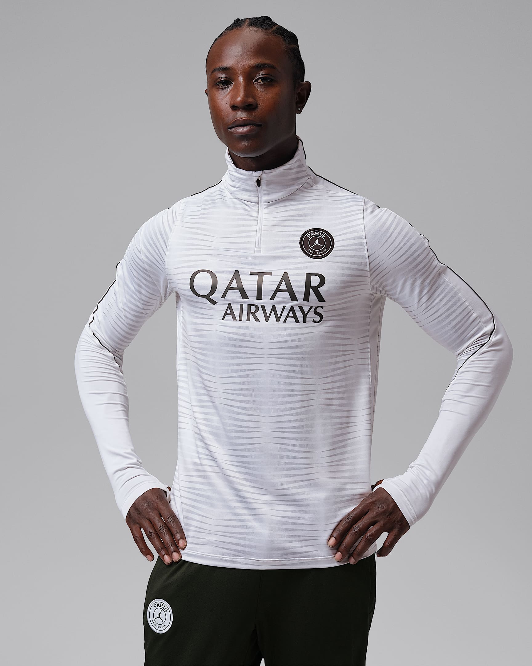 巴黎圣日耳曼足球俱乐部 Strike 第三球衣 Jordan Dri-FIT 男子速干足球针织训练上衣 - 白色/夜森林绿/白色/夜森林绿