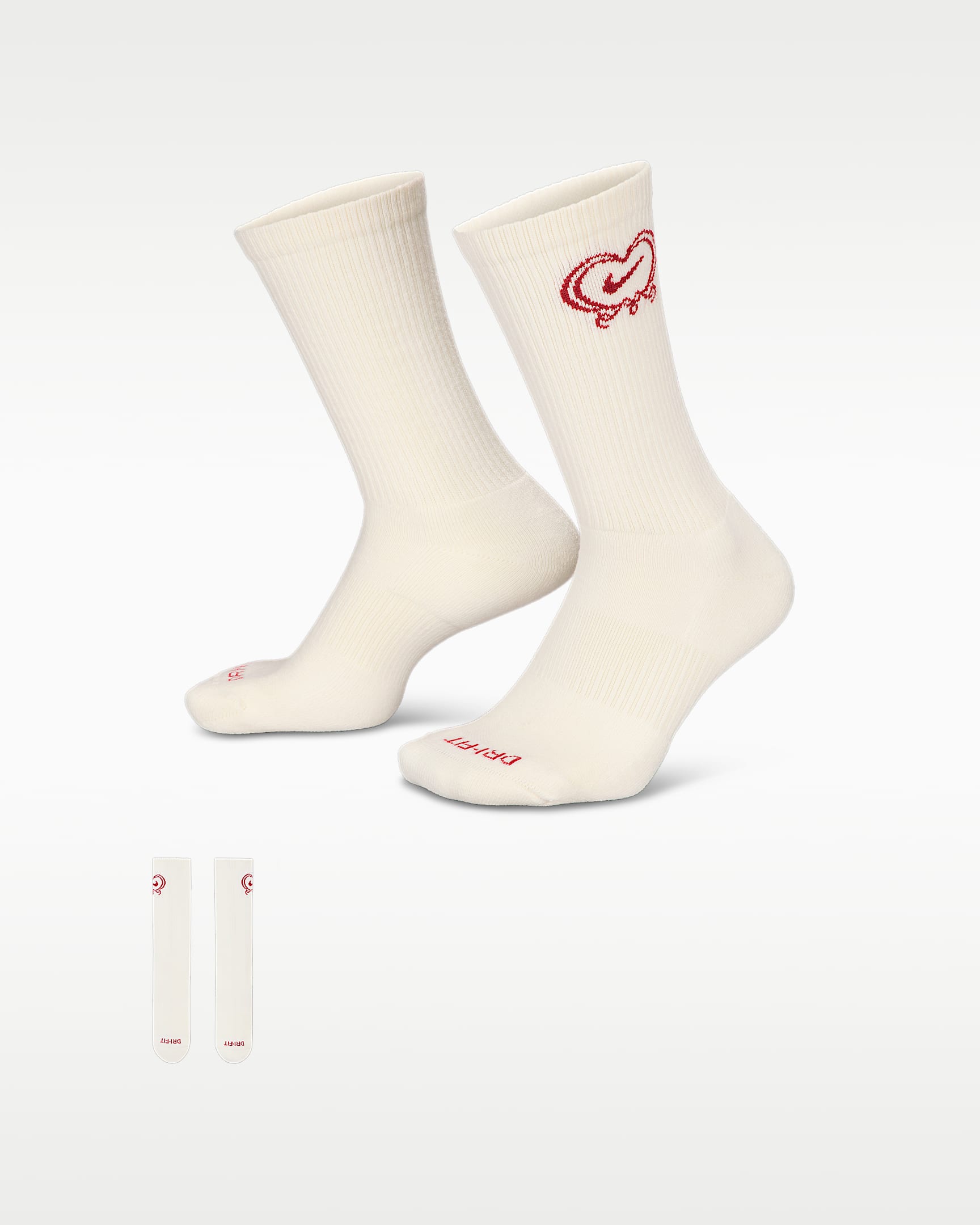 Nike Everyday Plus 情人节系列舒适速干中筒运动袜(1 双) - 帆白/深队红