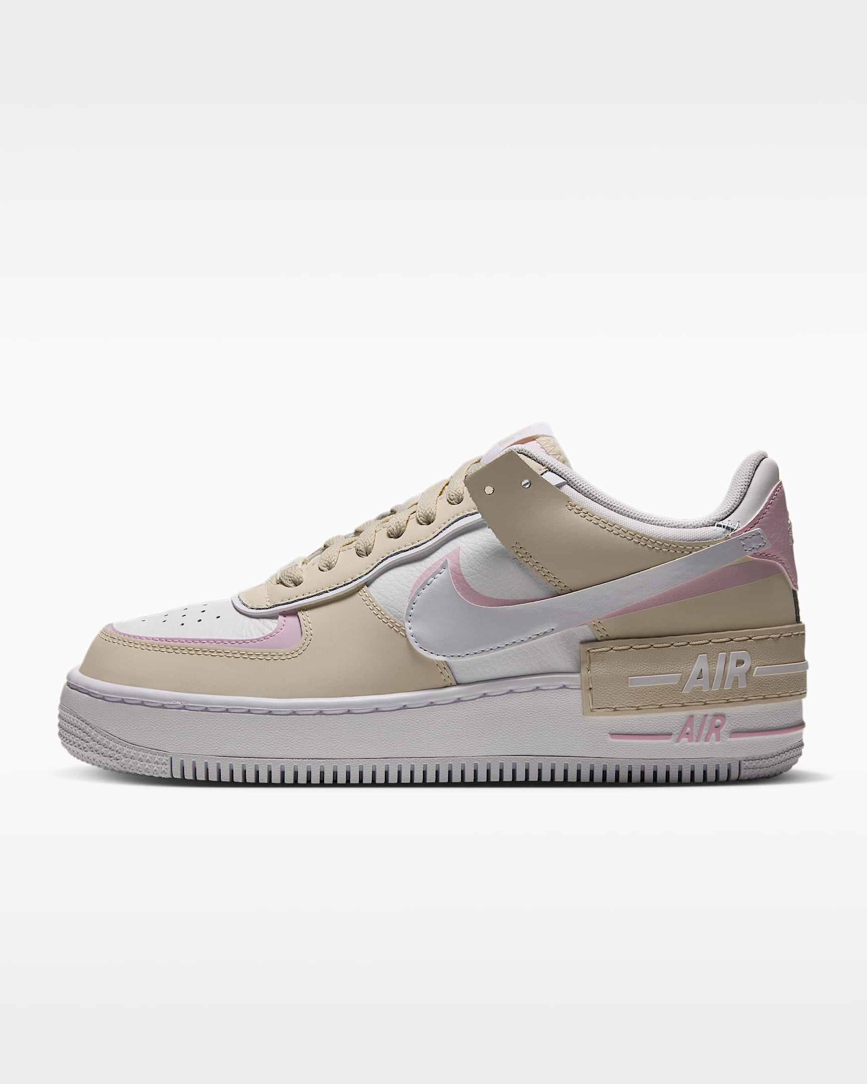 Nike Air Force 1 Shadow 女子空军一号运动鞋 - 自然白/泡沫粉/白色