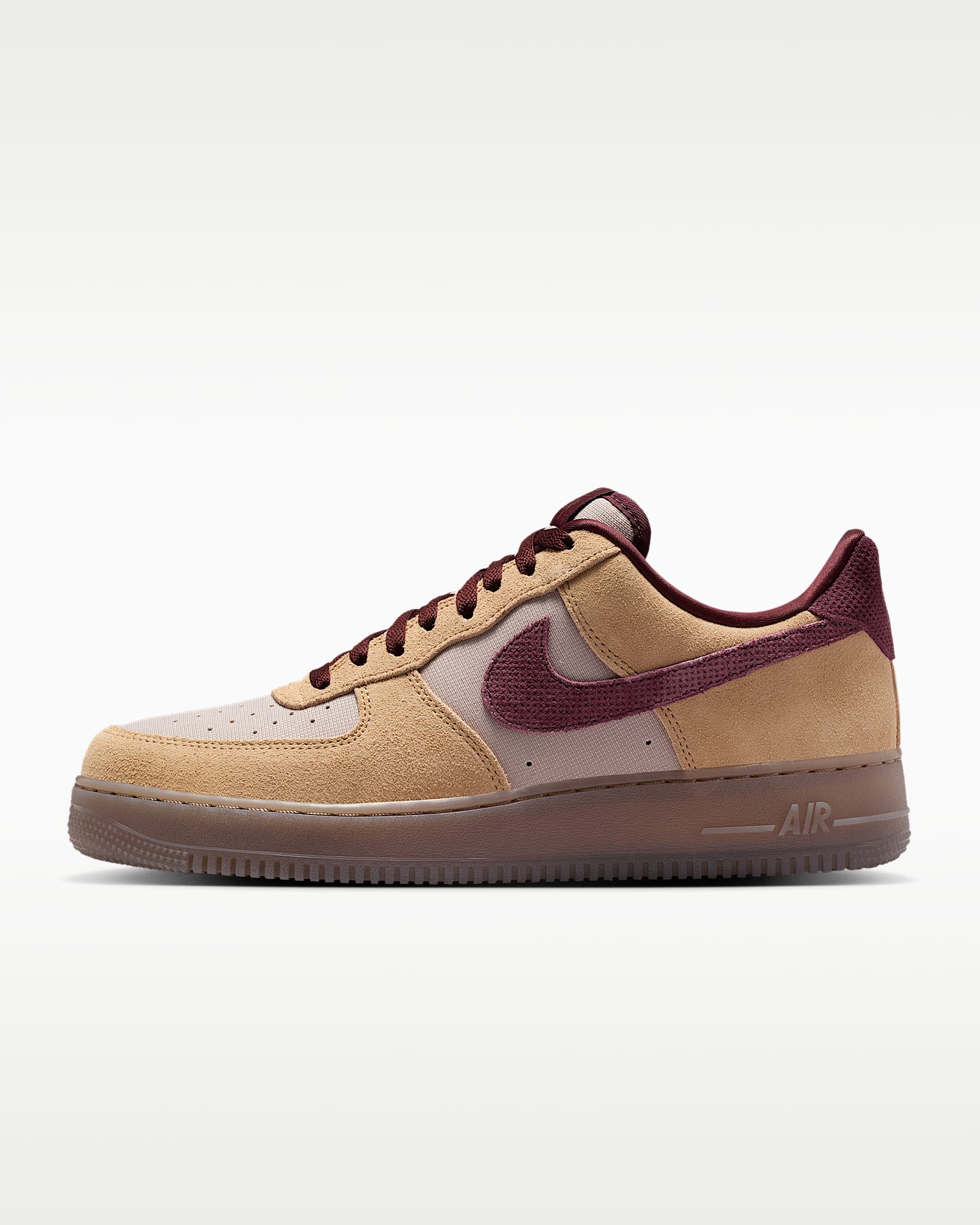 Nike Air Force 1 '07 Premium 男子空军一号运动鞋 - 亚麻/温和冷月光/貂棕/鲜亮勃艮第酒红