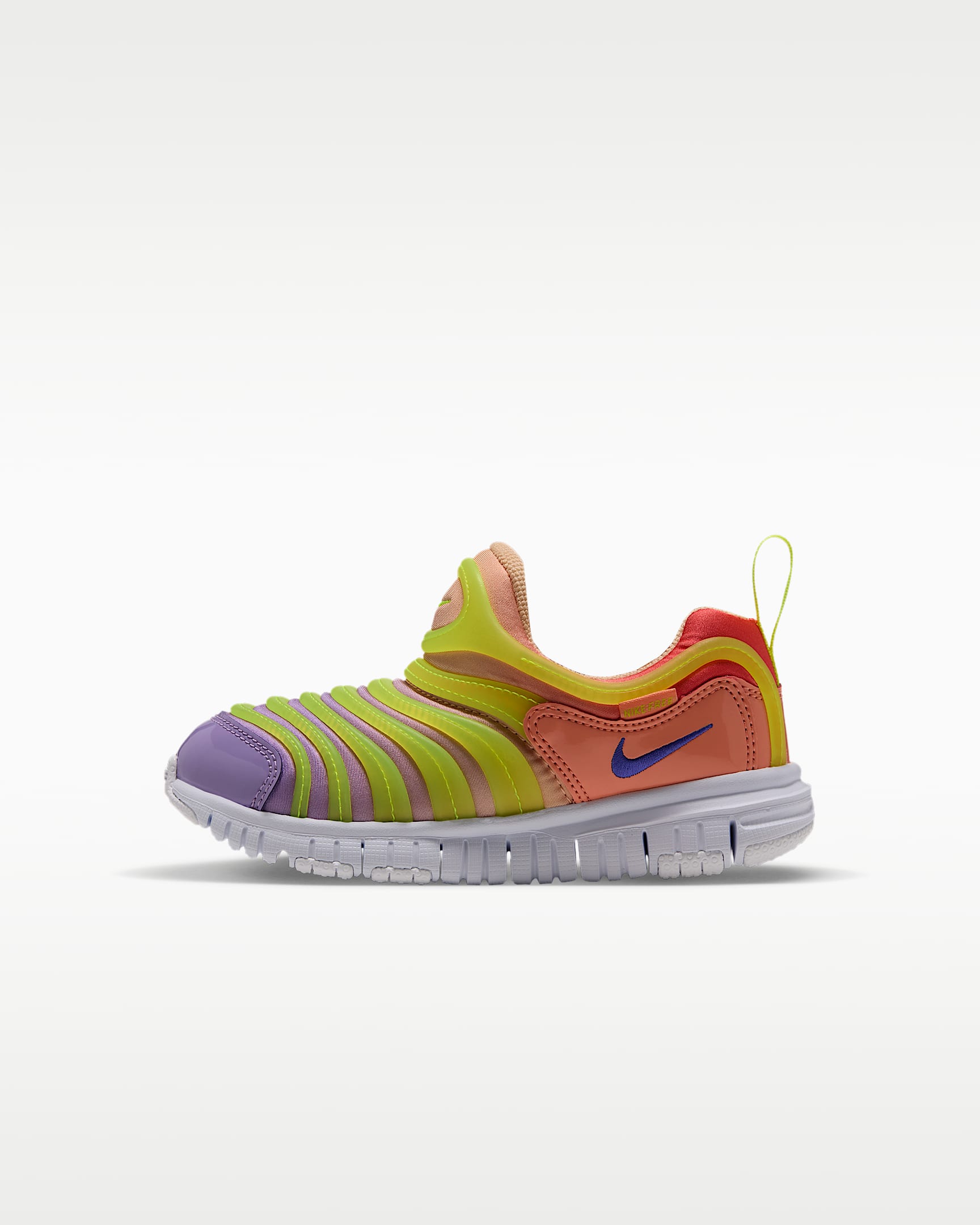 Nike Dynamo Free 耐克毛毛虫幼童易穿脱运动鞋 - 狂喜深红/落日雾黄/亮眼柠檬黄/波斯紫