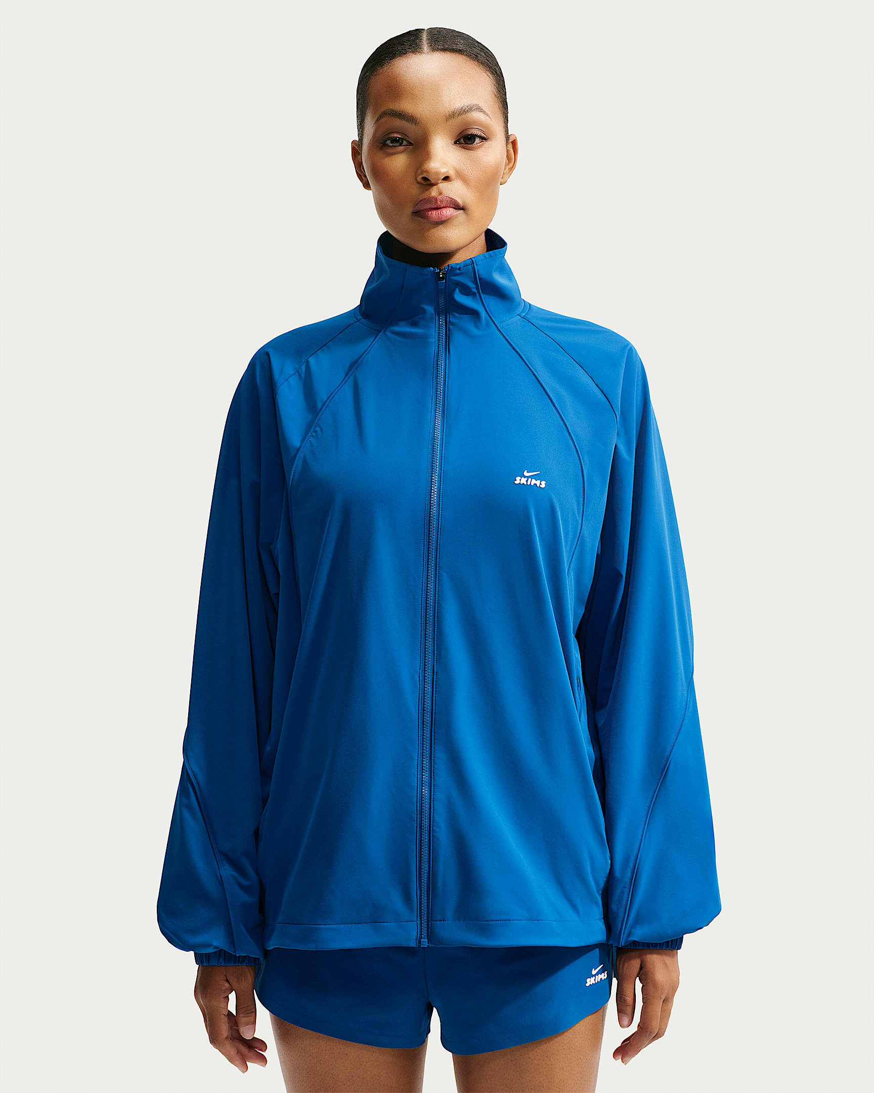 NikeSKIMS Stretch Nylon 女子 Oversize 风速干夹克 - NSKM Cobalt/NSKM Cobalt/NSKM Actv Ivory