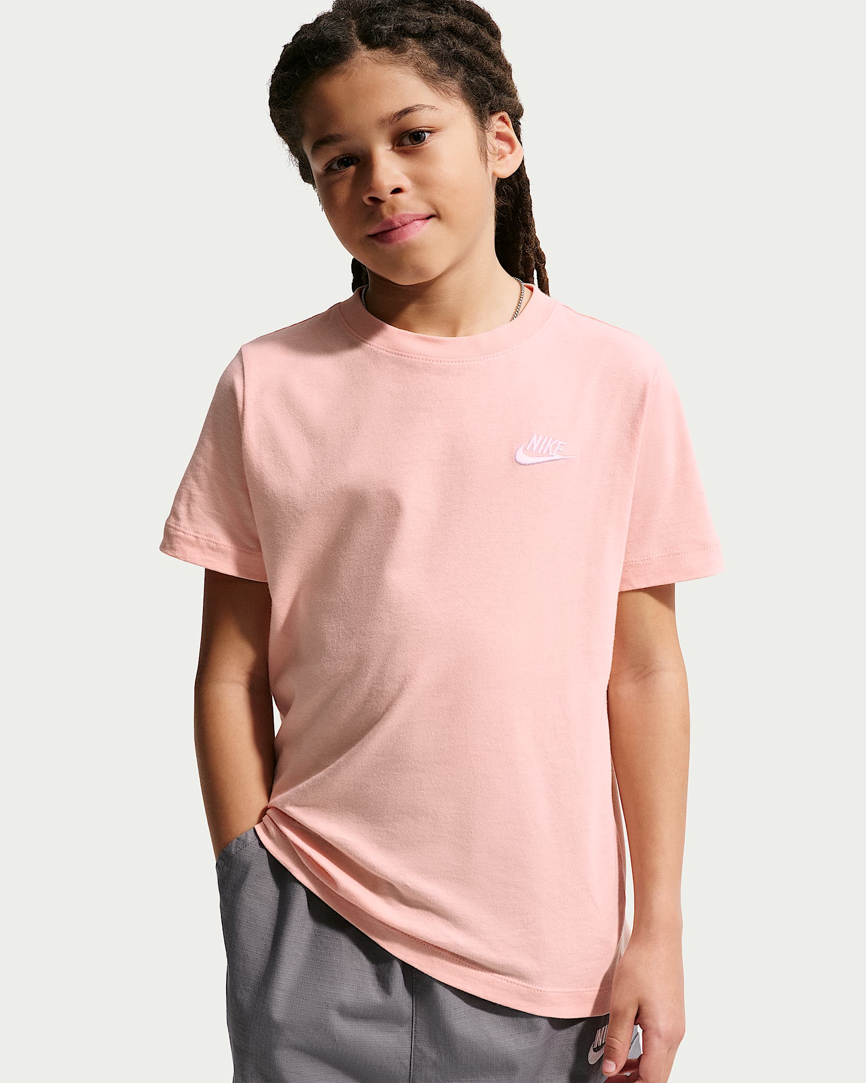 Nike Sportswear 大童T恤 - 橙粉/白色