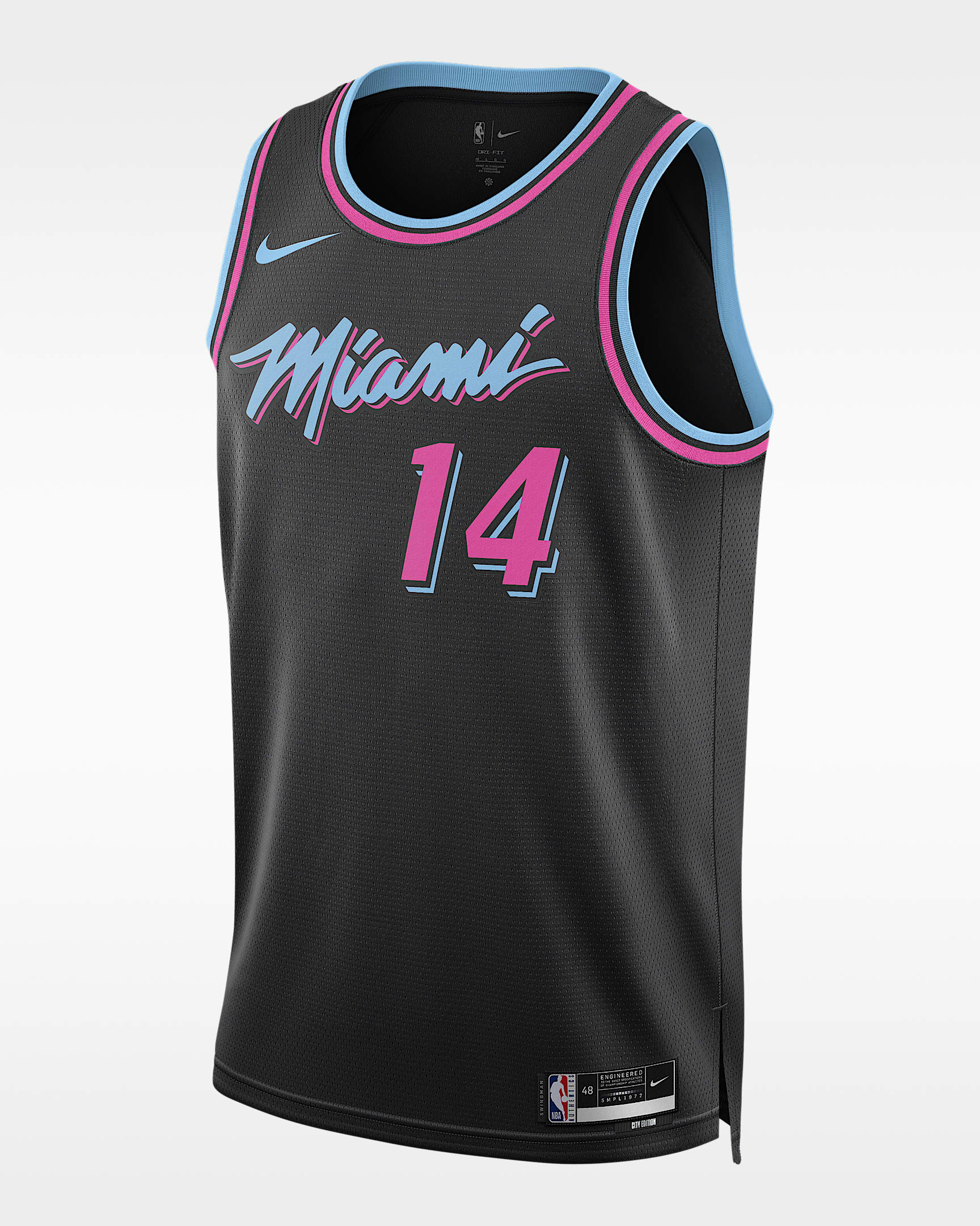 迈阿密热火队泰勒·希罗 (Tyler Herro) City Edition Nike NBA Swingman Jersey 男子速干球衣 - 黑
