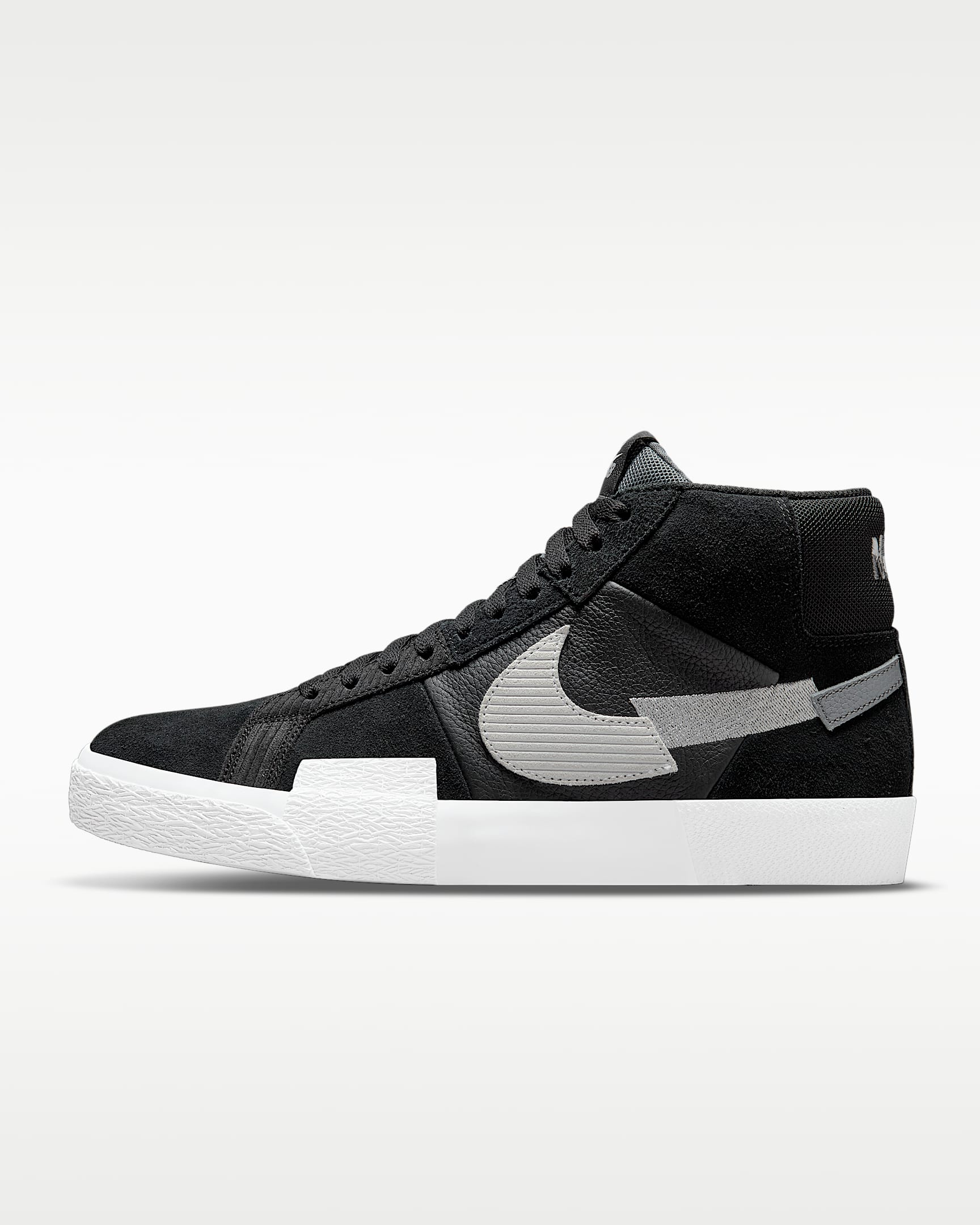 Nike SB Zoom Blazer Mid PRM 男/女滑板鞋 - 黑/狼灰/冷灰/白色