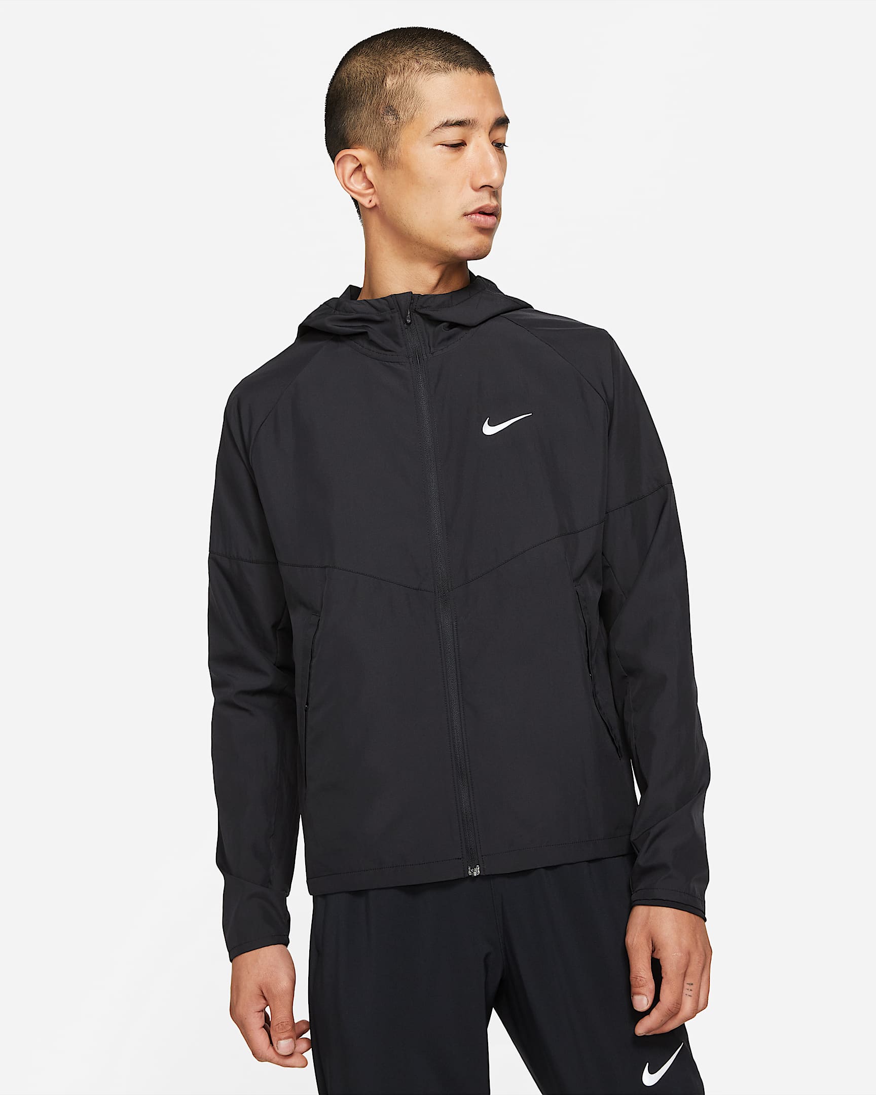 Nike Repel Miler 男子拒水跑步夹克 - 黑/黑