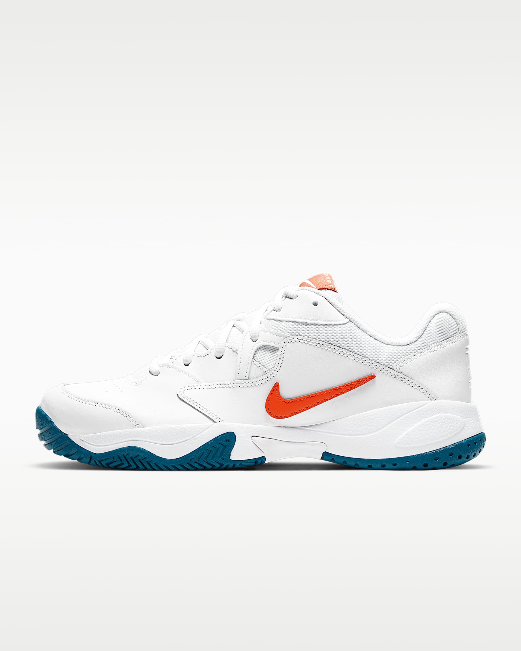 NikeCourt Lite 2 男子硬地球场网球鞋 - 白色/深渊绿/果仁糖棕/队橙