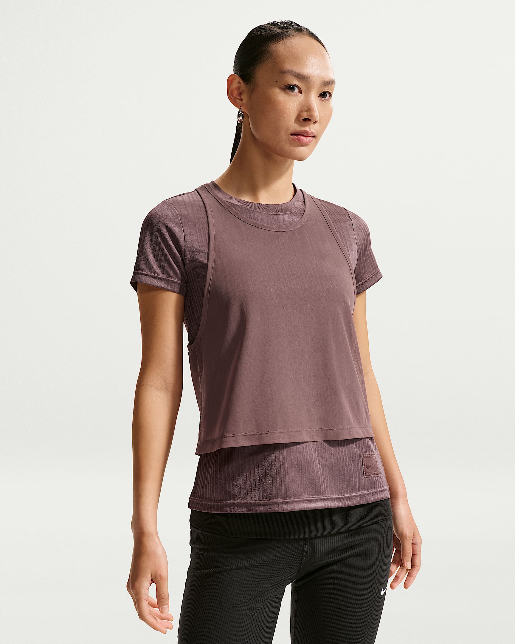 Nike Sportswear 女子修身版型两件套针织上衣 - 图腾黑紫/图腾黑紫