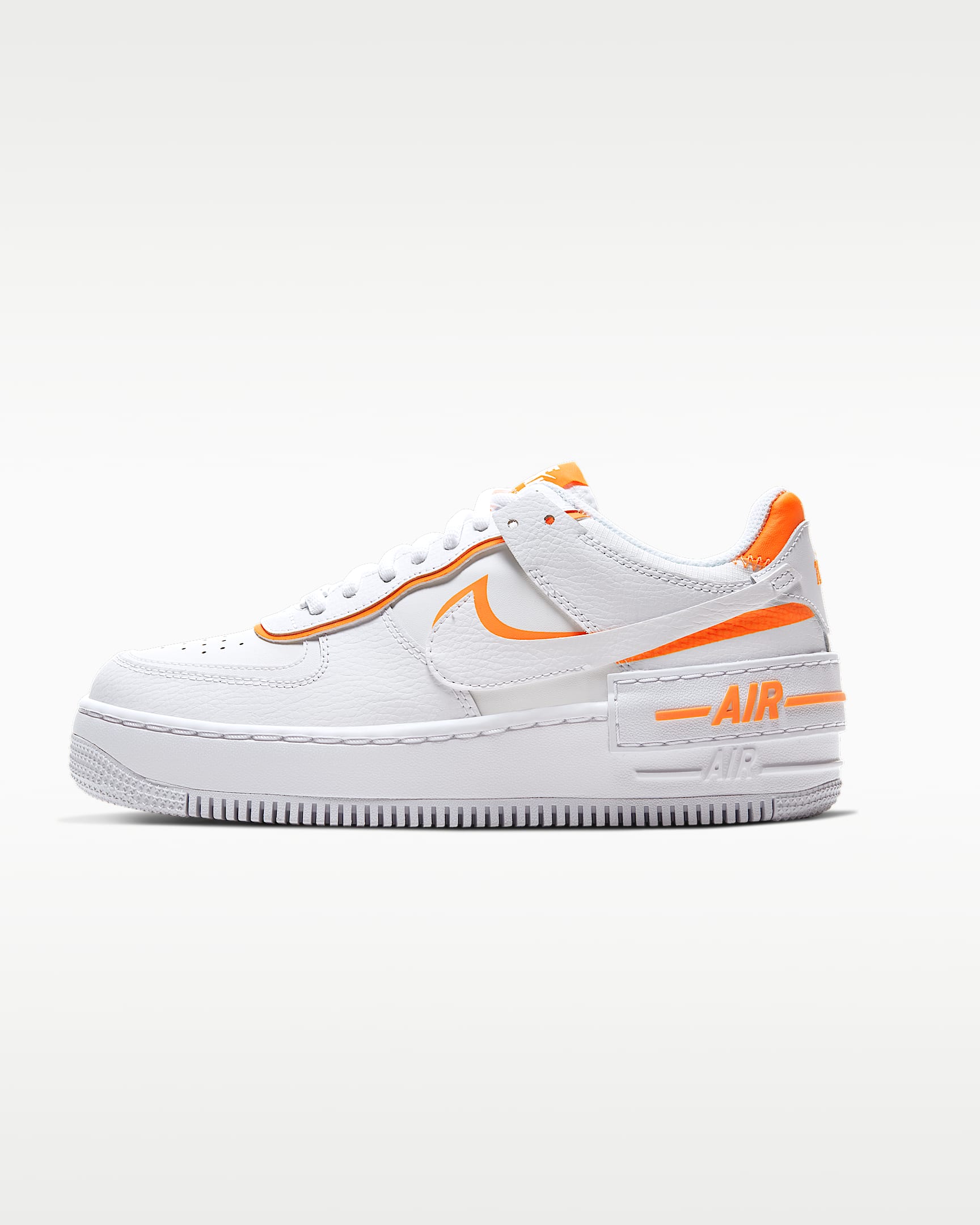 Nike Air Force 1 Shadow 女子空军一号运动鞋轻盈板鞋 - 白色/荷兰橙/山峰白