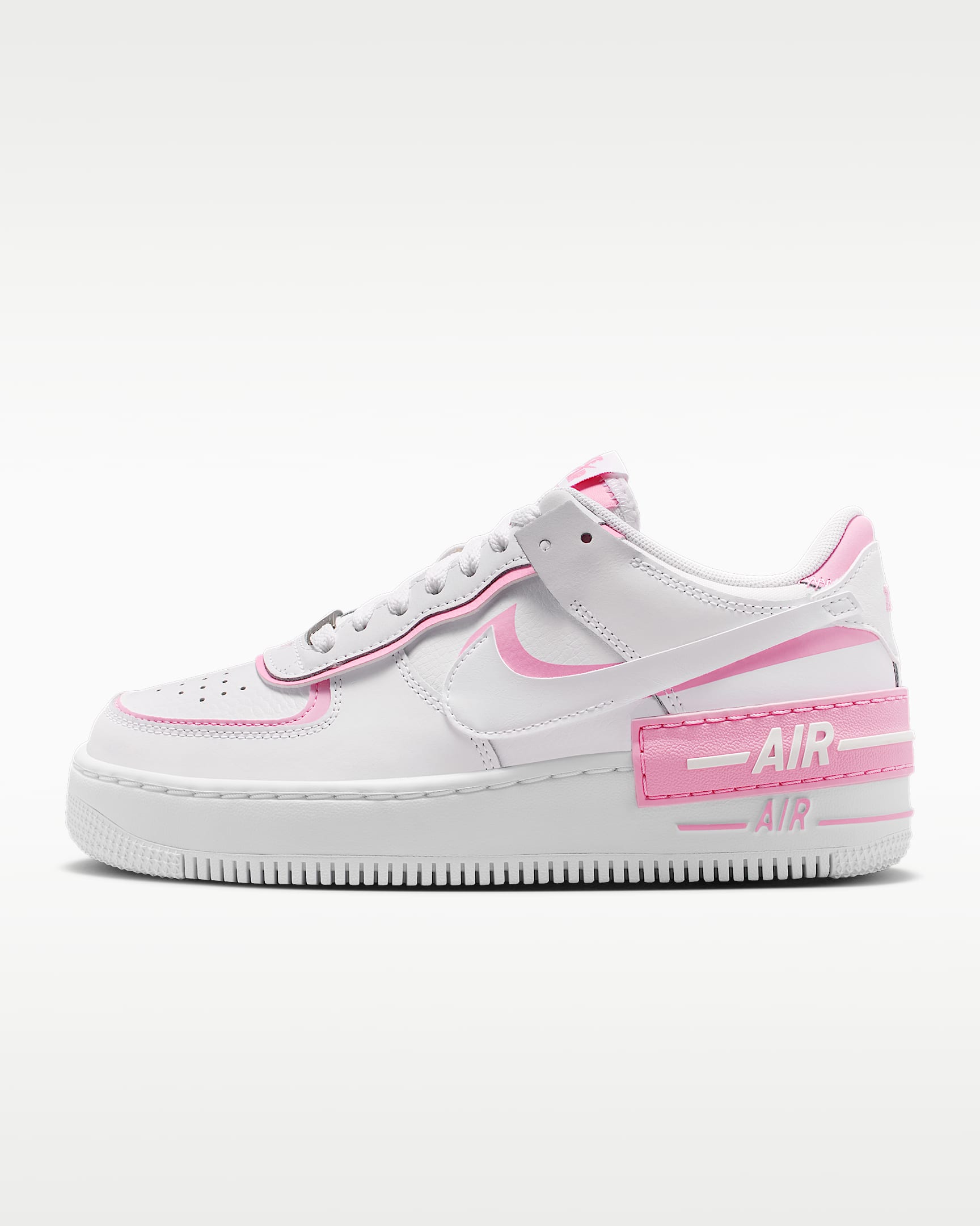 Nike Air Force 1 Shadow 女子空军一号运动鞋 - 白色/上升粉/金属银/白色