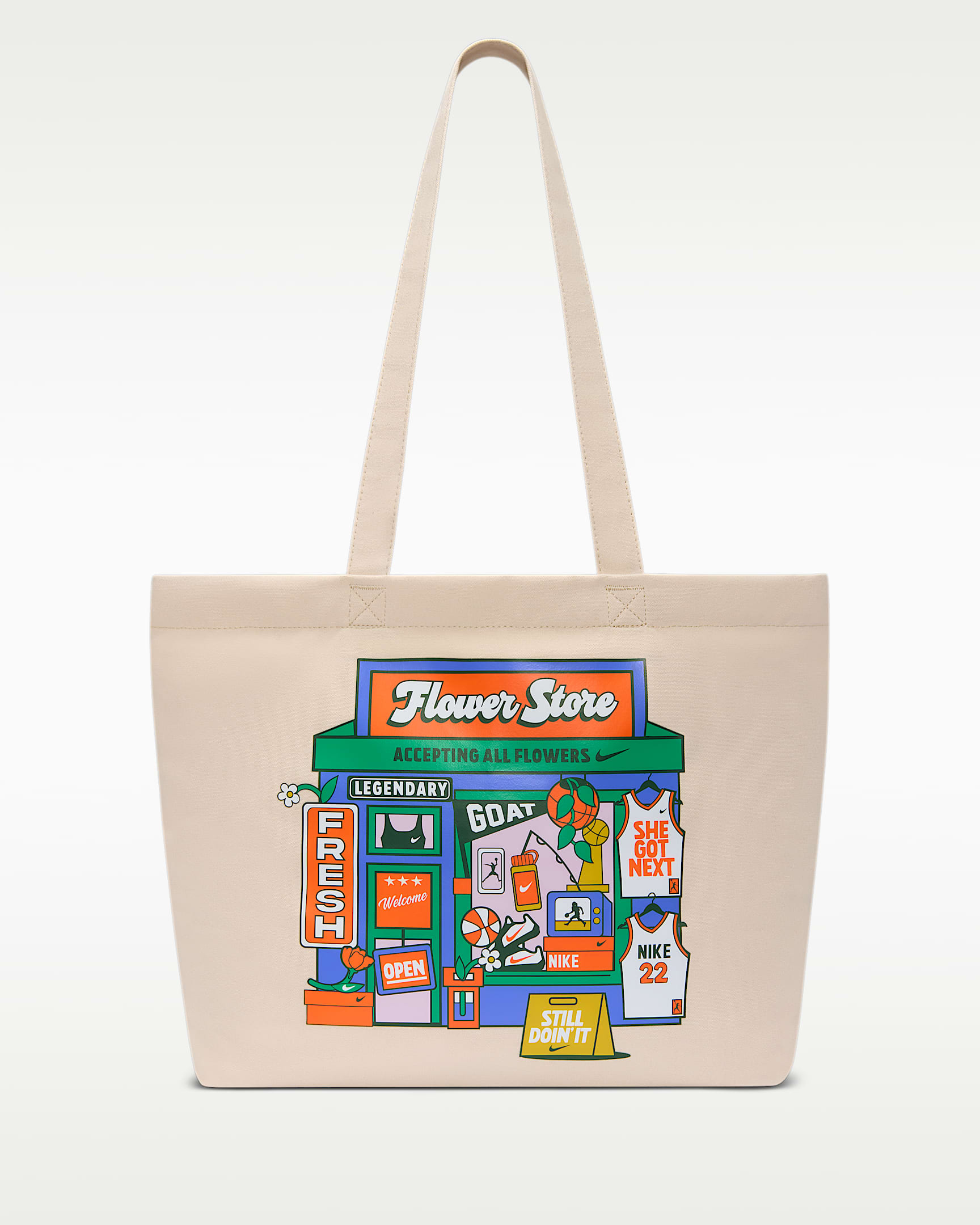 Nike Heritage 托特包 - 燕麦色/安全橙/白色