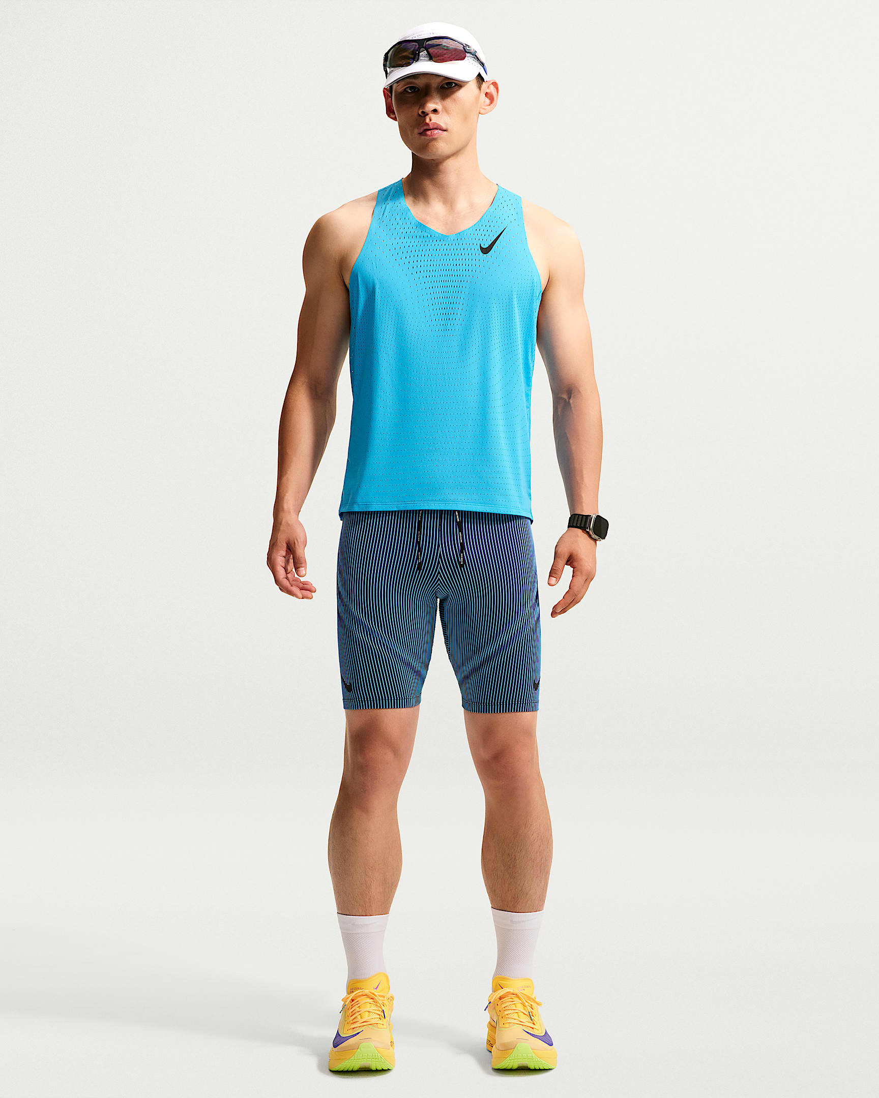 Nike AeroSwift Dri-FIT ADV 男子速干跑步紧身短裤 - 波罗的海蓝/黑/旧宝蓝/黑